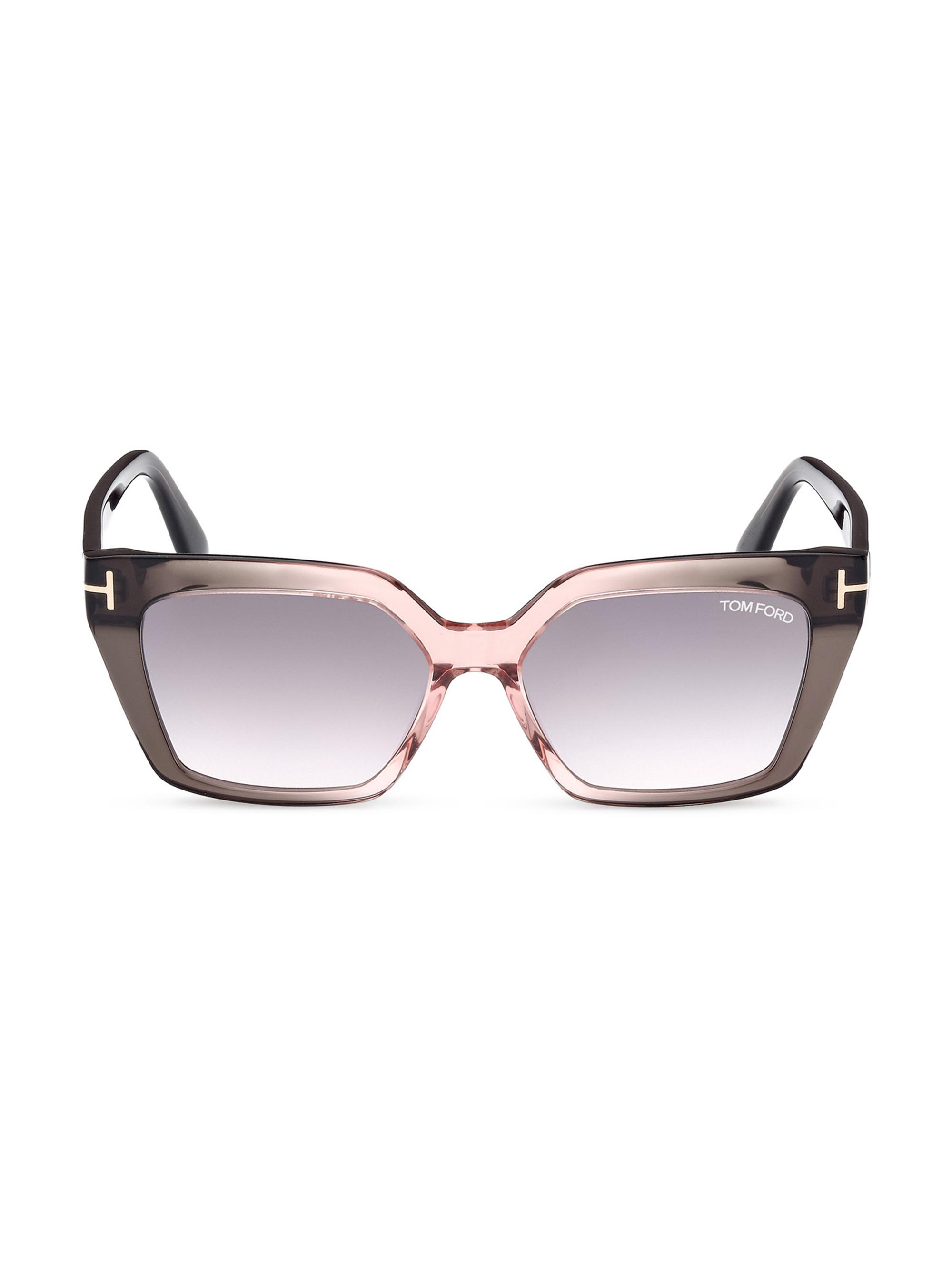 TOM FORD Women's Winona 53MM Cat-Eye Sunglasses - Shiny Transparent Grey