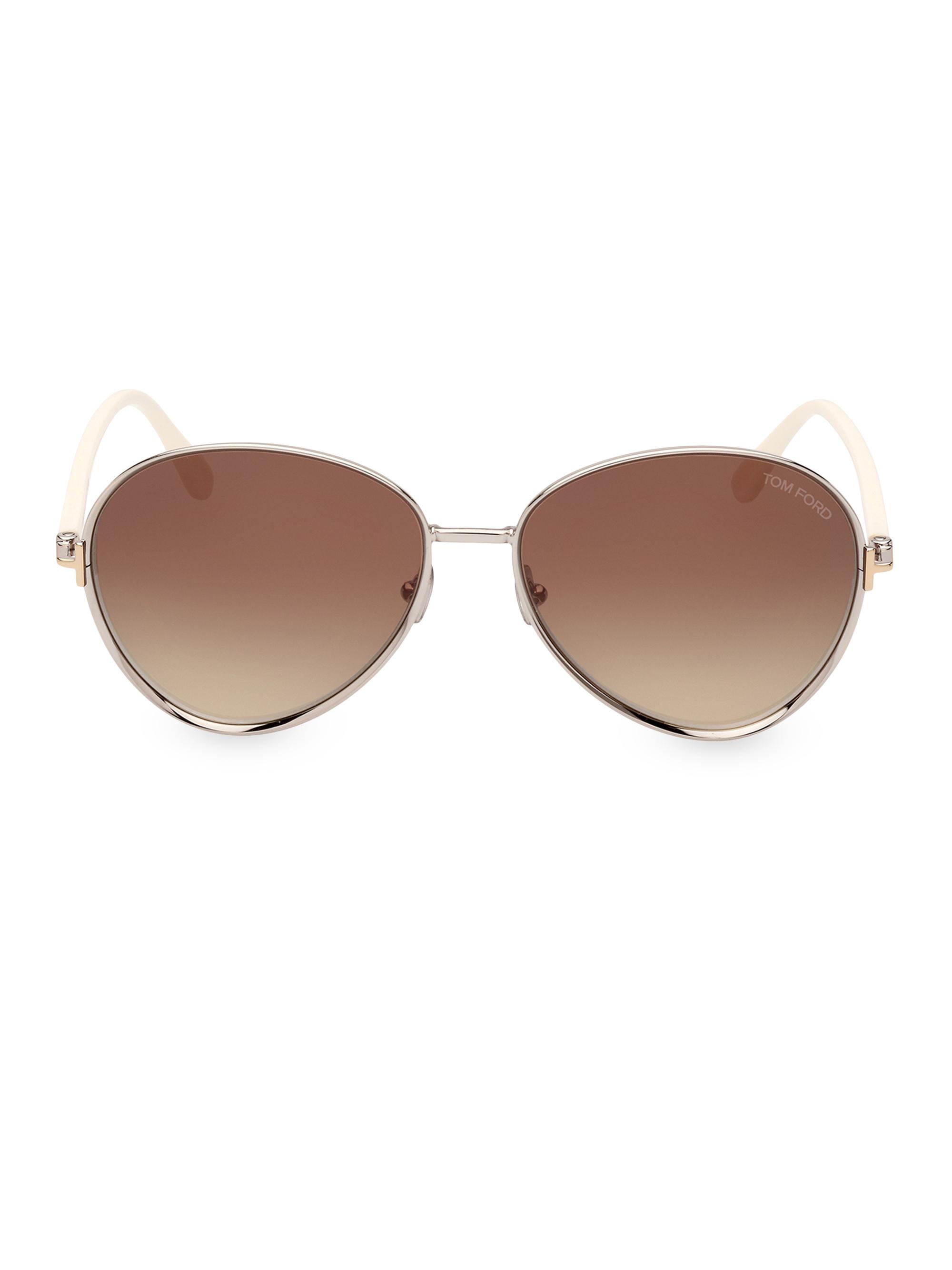 TOM FORD Women's Rio 59MM Pilot Sunglasses - Shiny Palladium