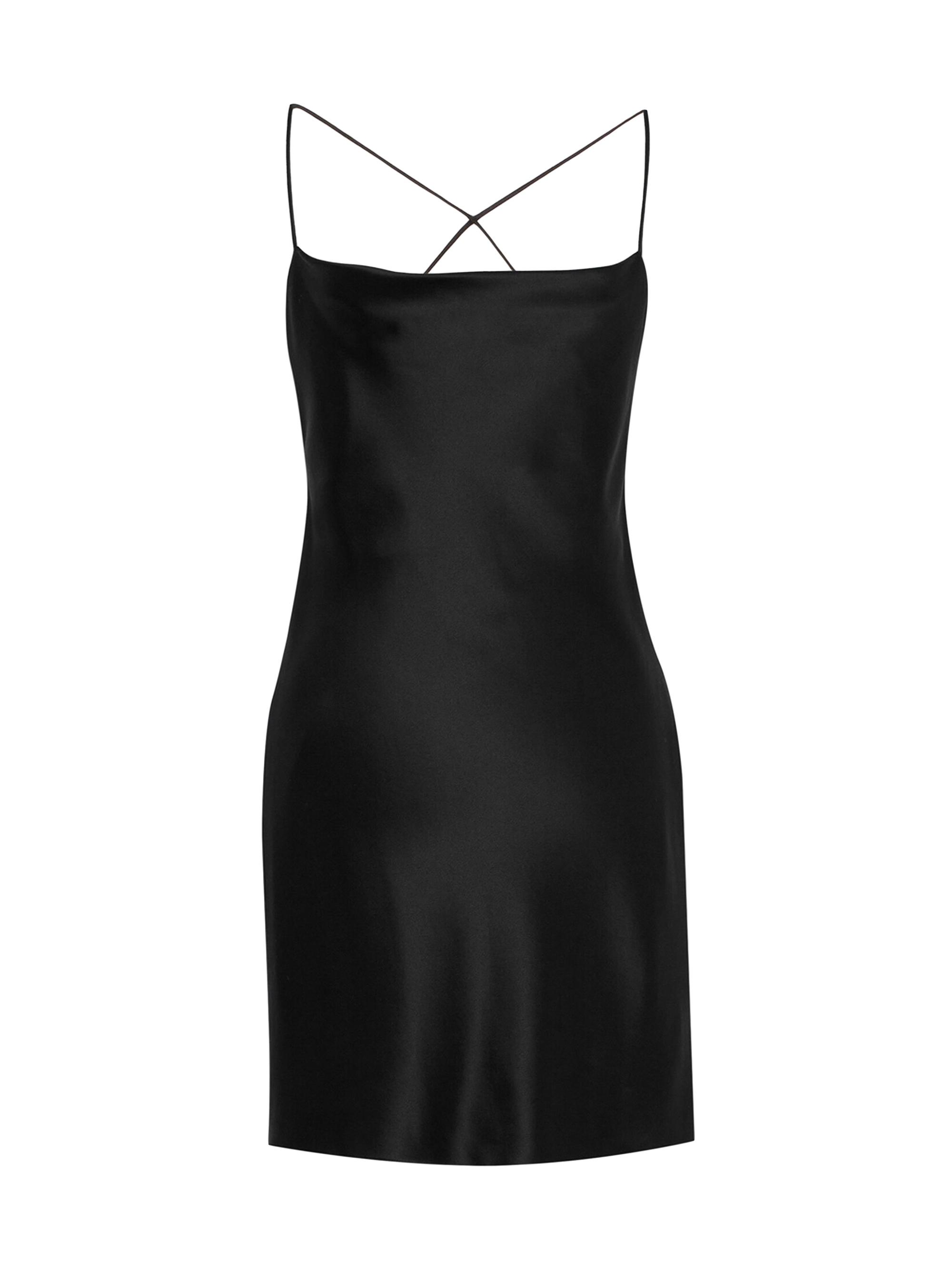 Saint Laurent Women's Cowl Back Dress in Silk Satin - Noir