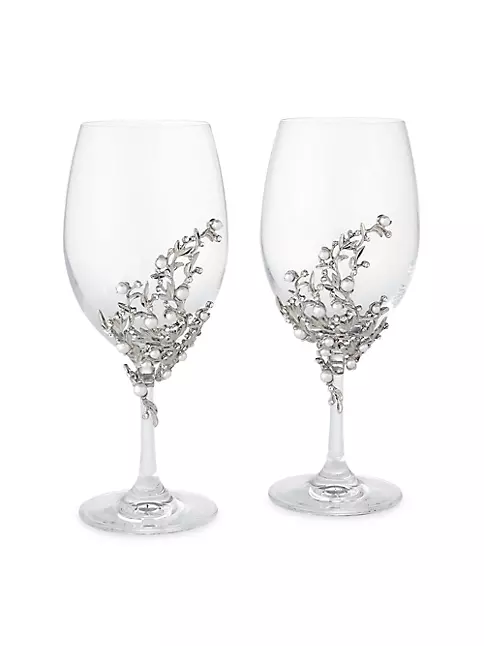 Silver & Black Wine Glasses Set of 2