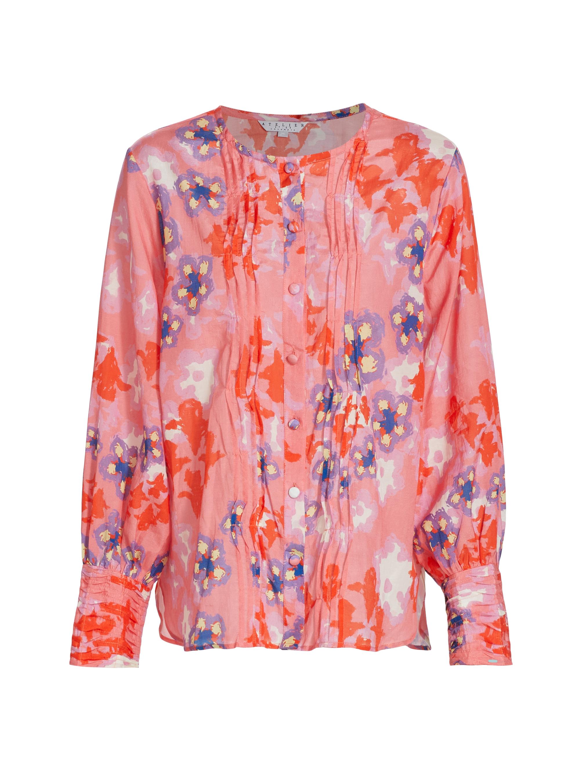 Atelier 17.56 Women's Aura Floral Pleated Blouse - Pink Summer Flower