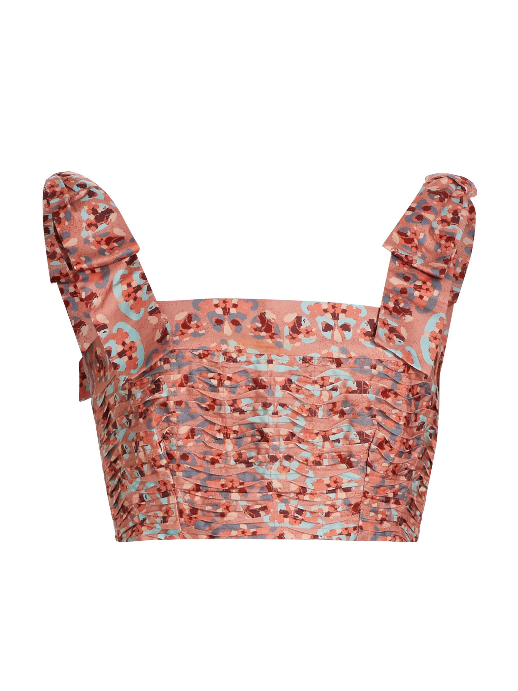 Atelier 17.56 Women's Elsa Geometric Pleated Crop Top - Pink Vincens Border