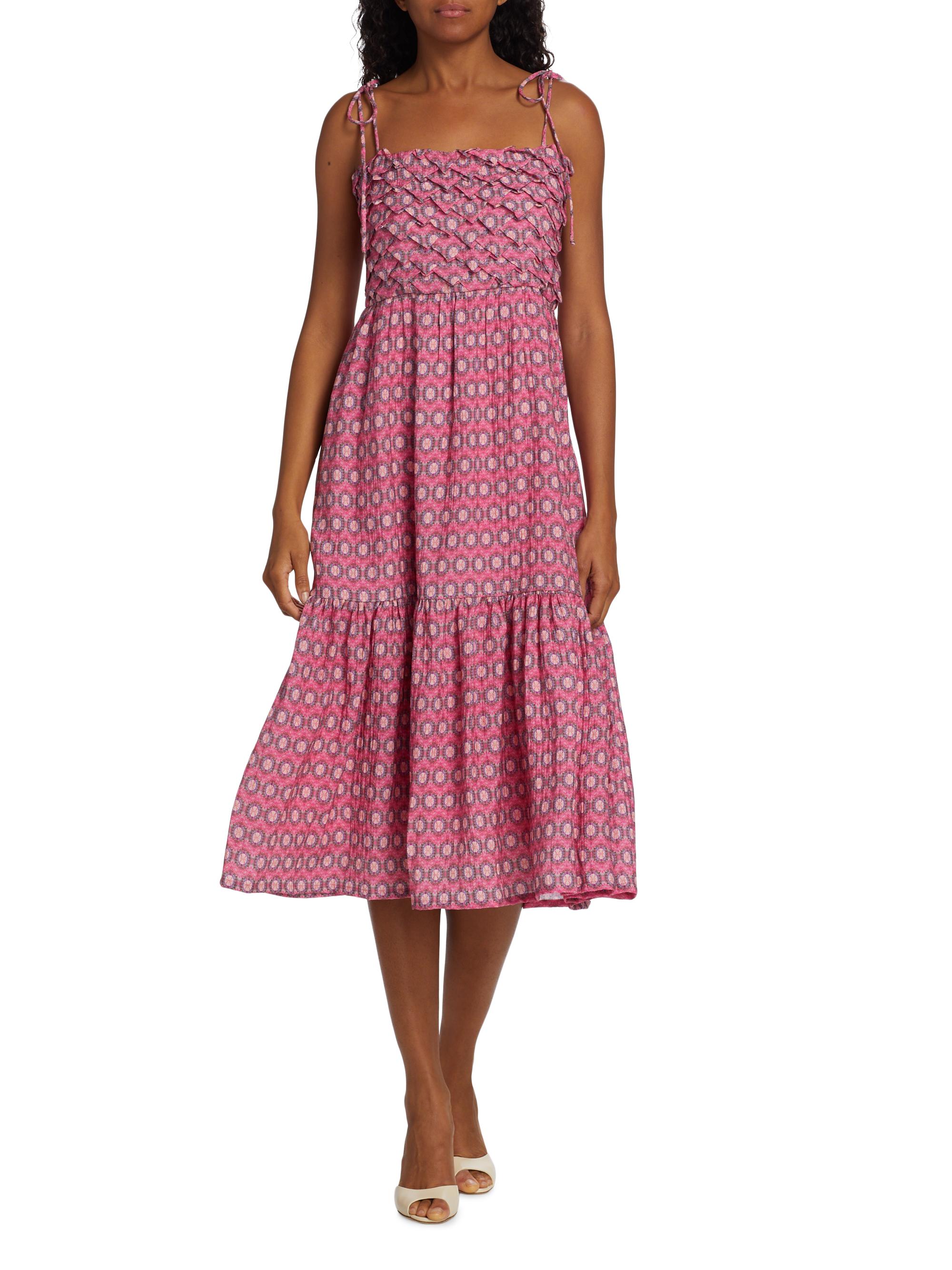 Atelier 17.56 Nora Geometric Textured Midi-Dress | Saks Fifth Avenue