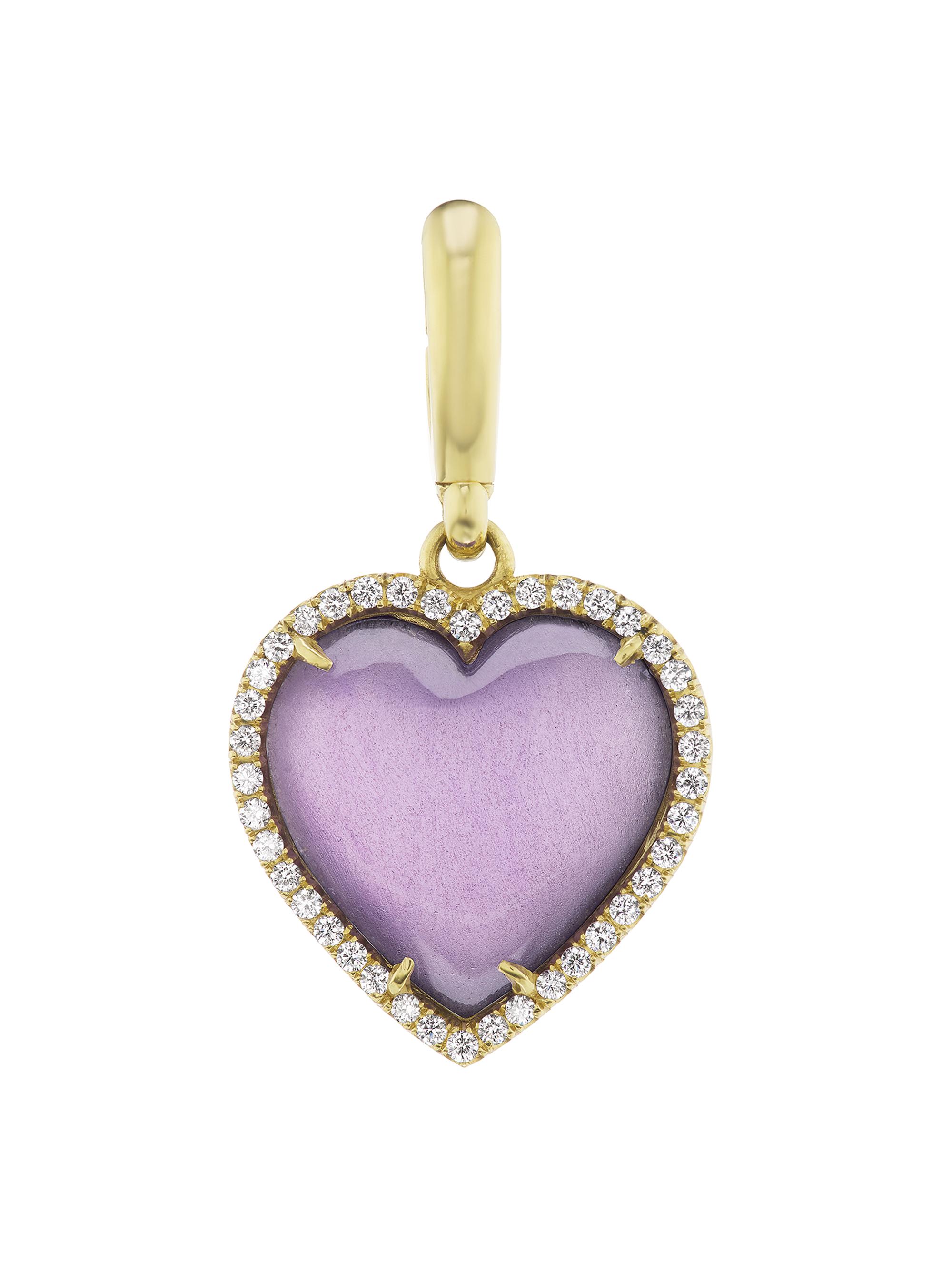 18K Yellow Gold, Amethyst & 0.40 TCW Diamond Heart Charm