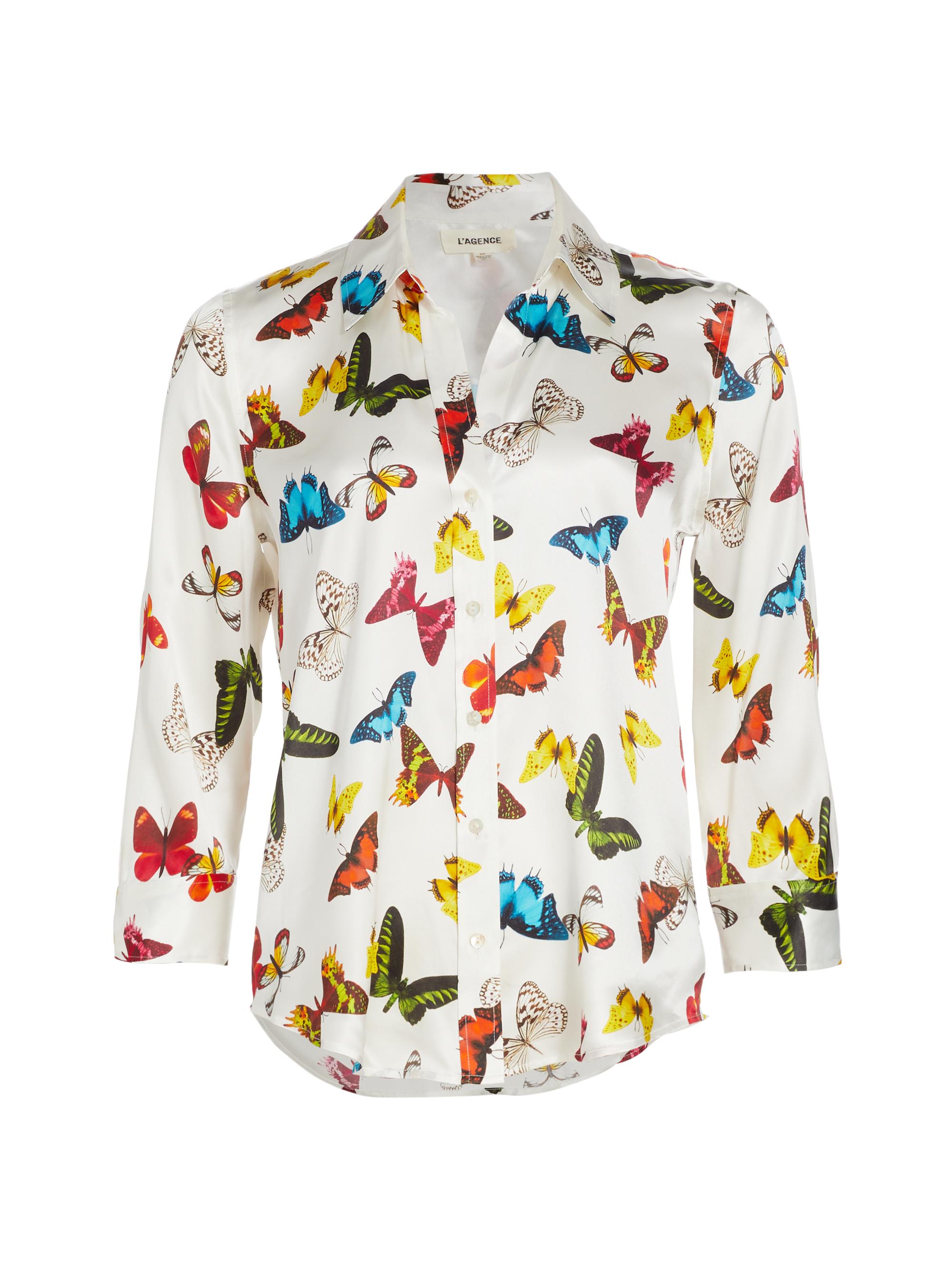 L'AGENCE Dani Butterfly-Print Blouse | Saks Fifth Avenue