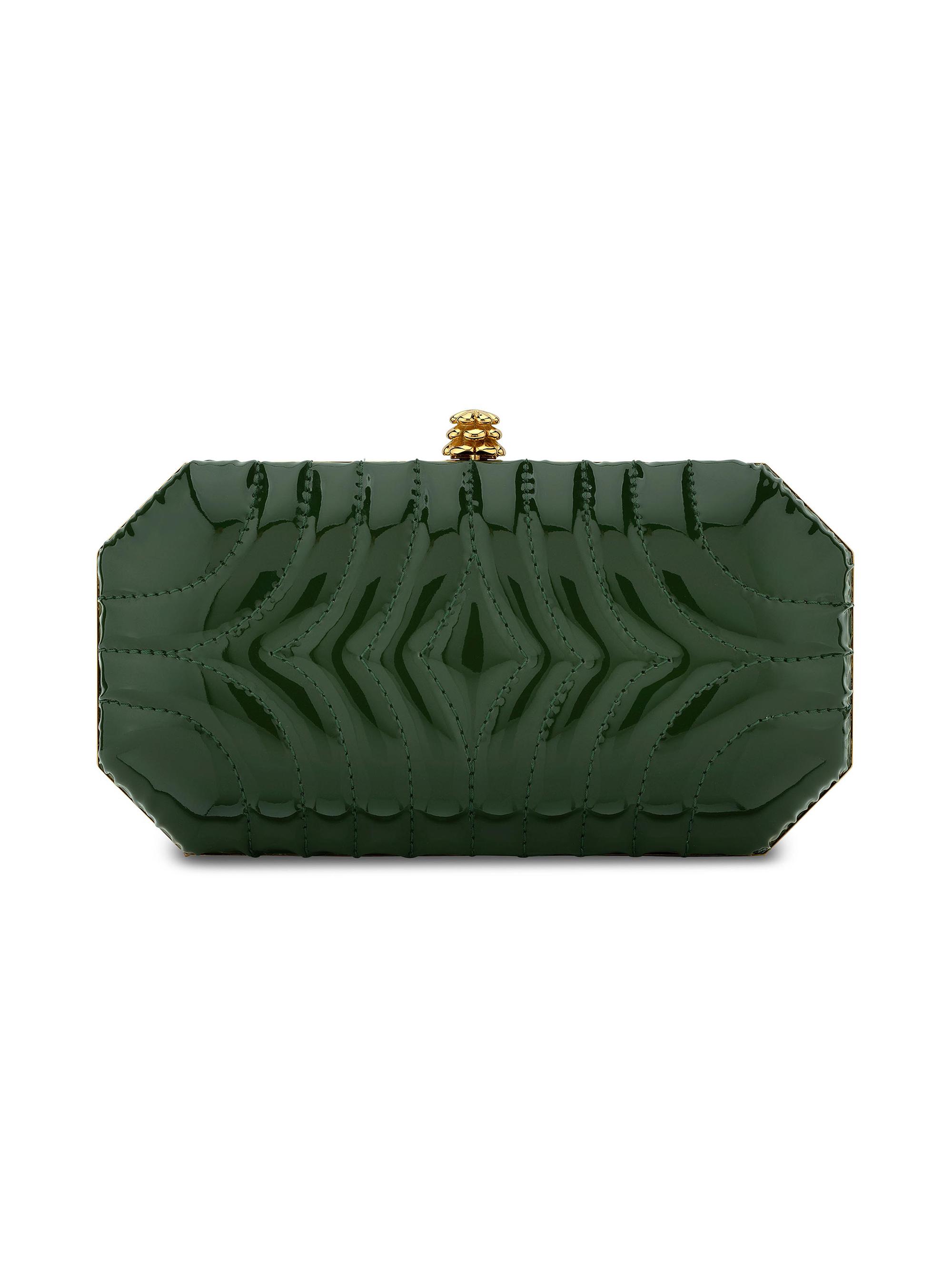 Tyler Ellis Women's Perry Clutch Small in Custom Quilted Patent Leather - Olive