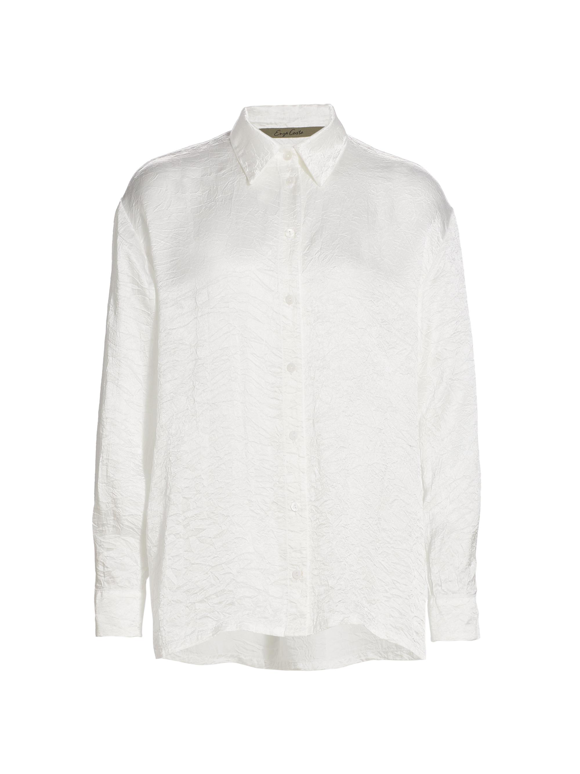 Enza Costa Women's Textured Satin Button-Front Shirt - Undyed