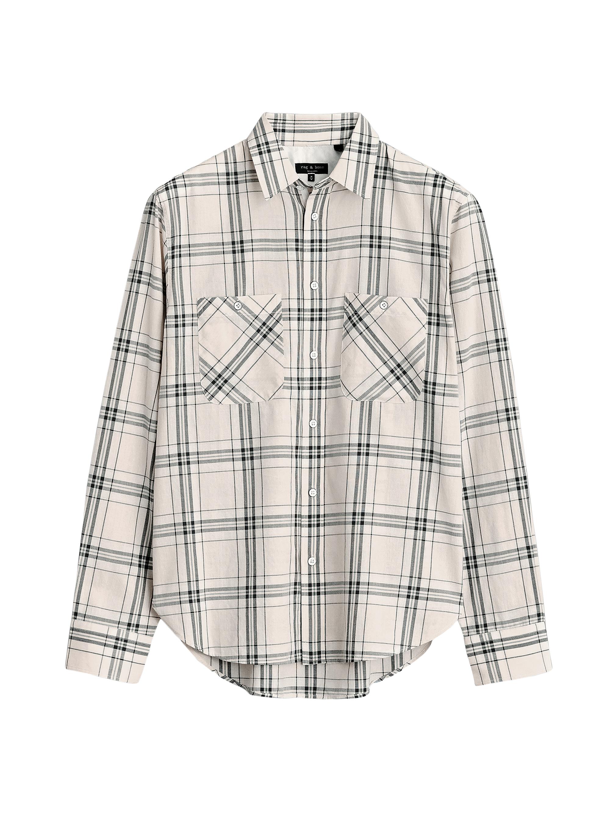 rag & bone Men's Gus Plaid Button-Up Shirt - White Plaid