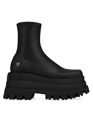 Sassy Black Stretch Platform Boots