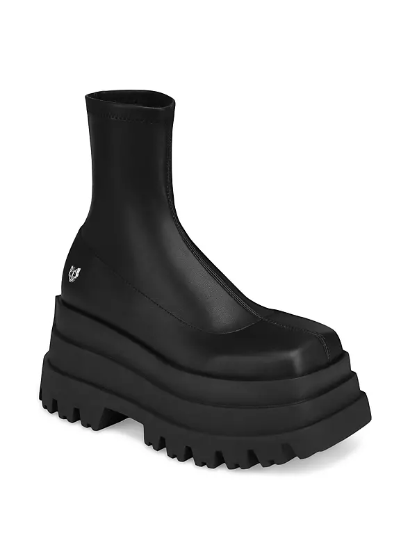 Sassy Black Stretch Platform Boots