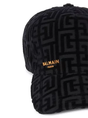 Balmain Black Monogram Cap