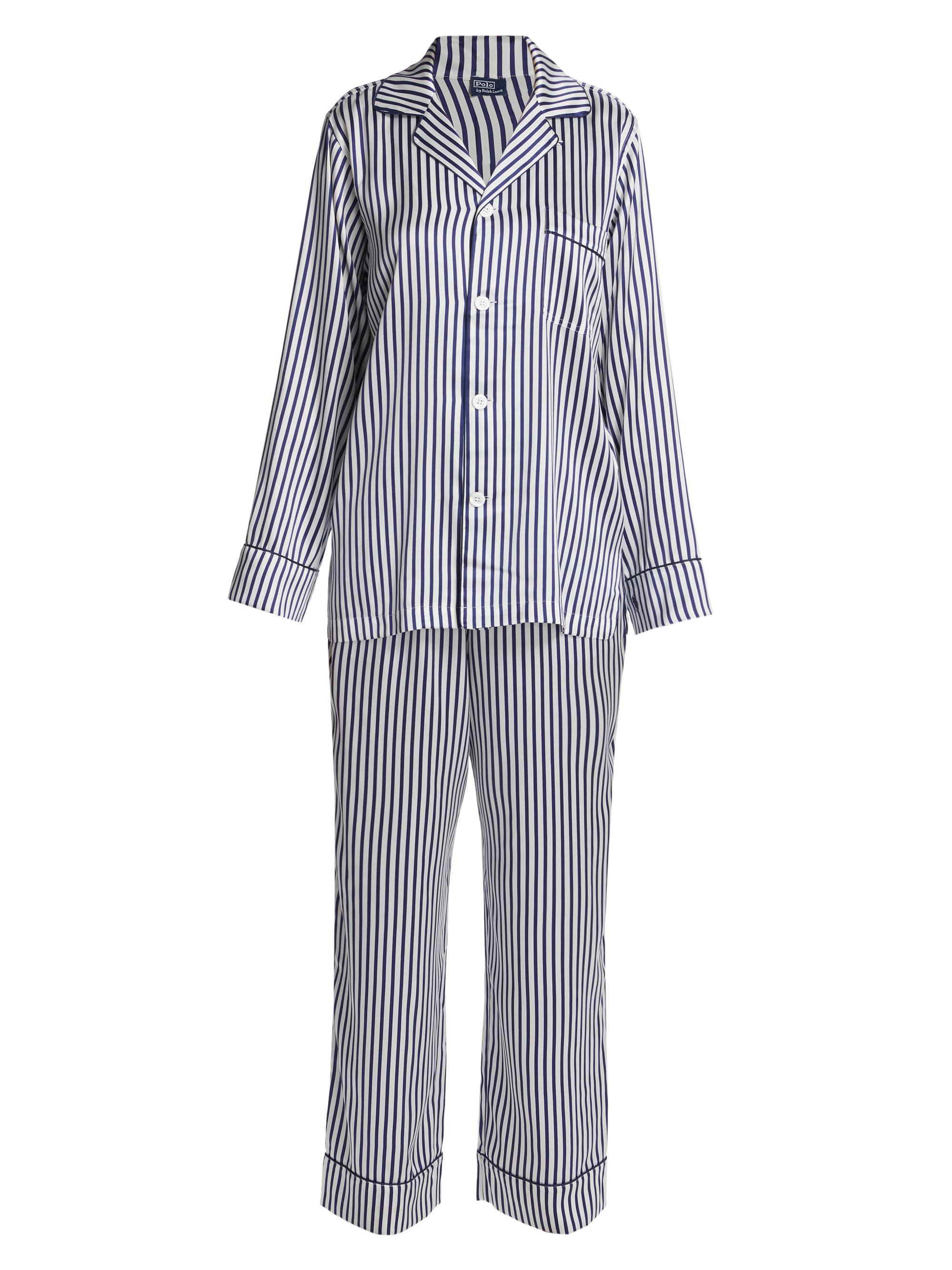 Polo Ralph Lauren Women's Heritage Laurel Striped Silk Pajama Set - Cabana Stripe