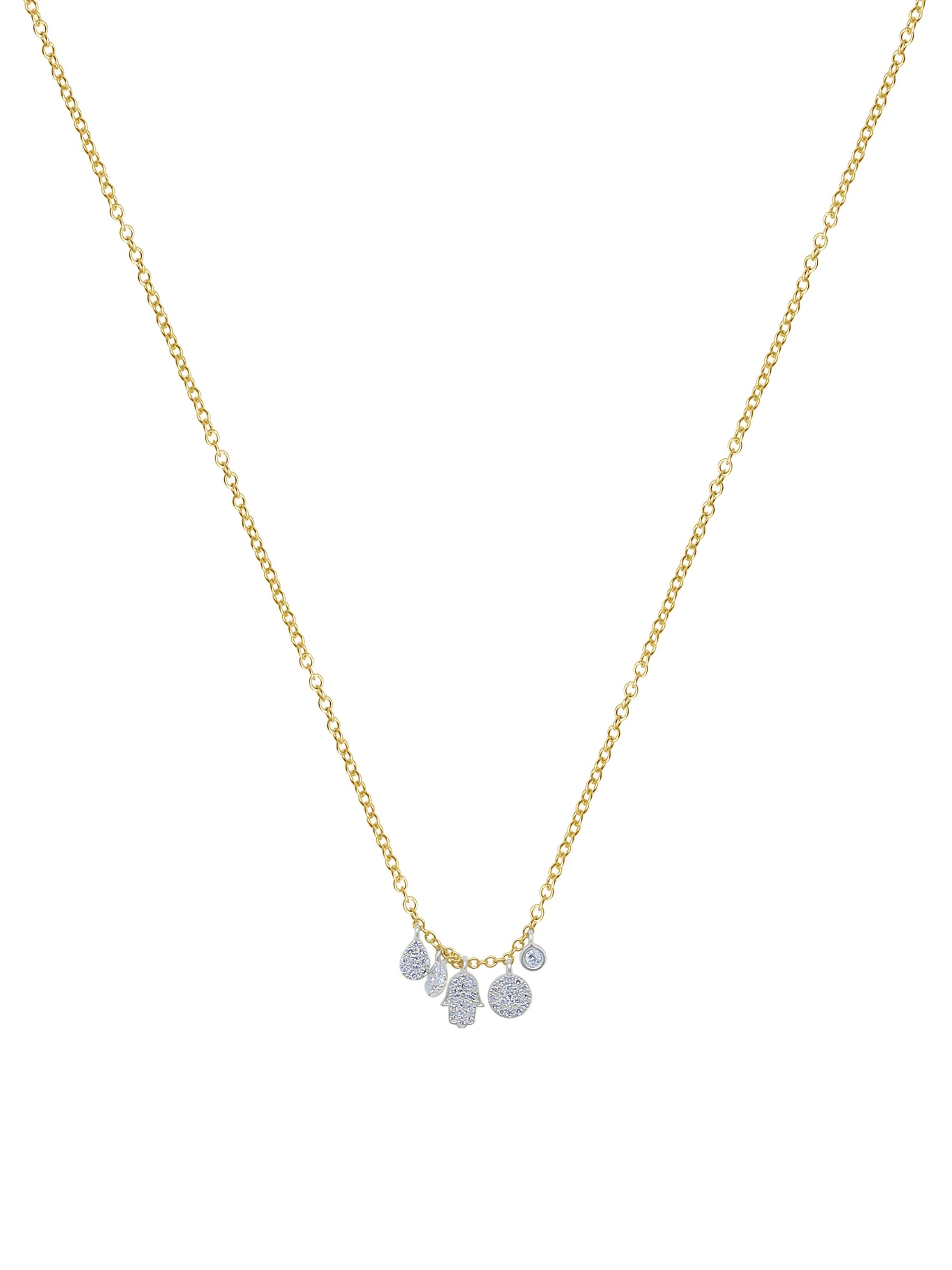 Meira T Women's 14K Yellow Gold & Diamond Hamsa Hand Necklace - Yellow And White Gold