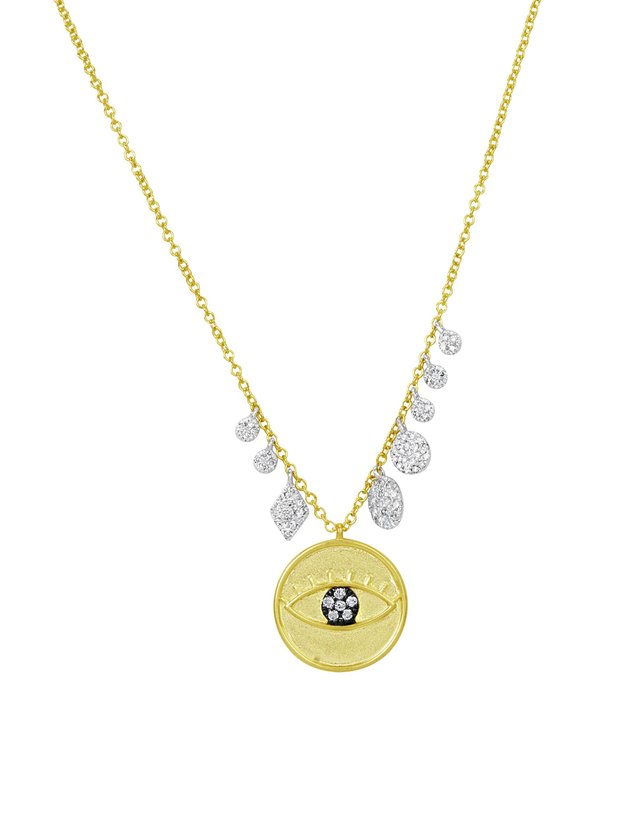 Meira T Women's Two-Tone 14K Gold & 0.17 TCW Diamond Evil-Eye Necklace - Gold