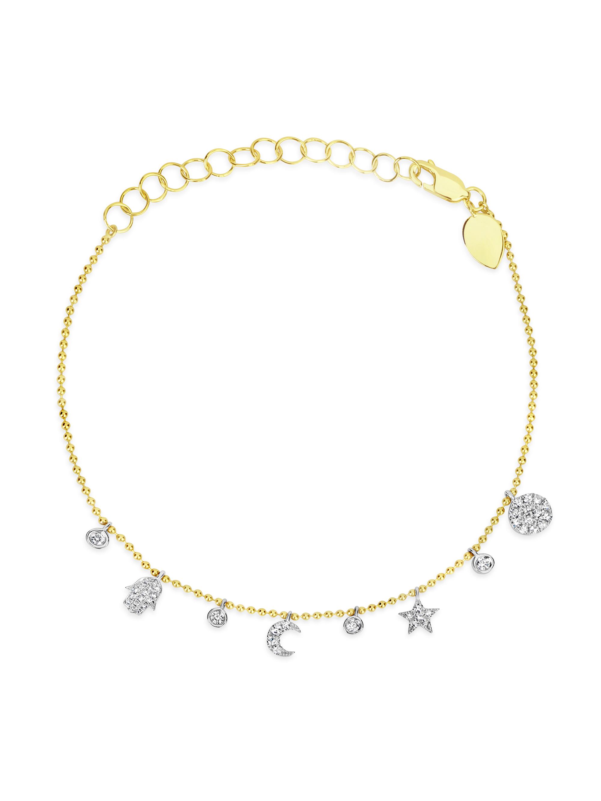 Two-Tone 14K Gold & Diamond 0.93 TCW Diamond Charm Bracelet