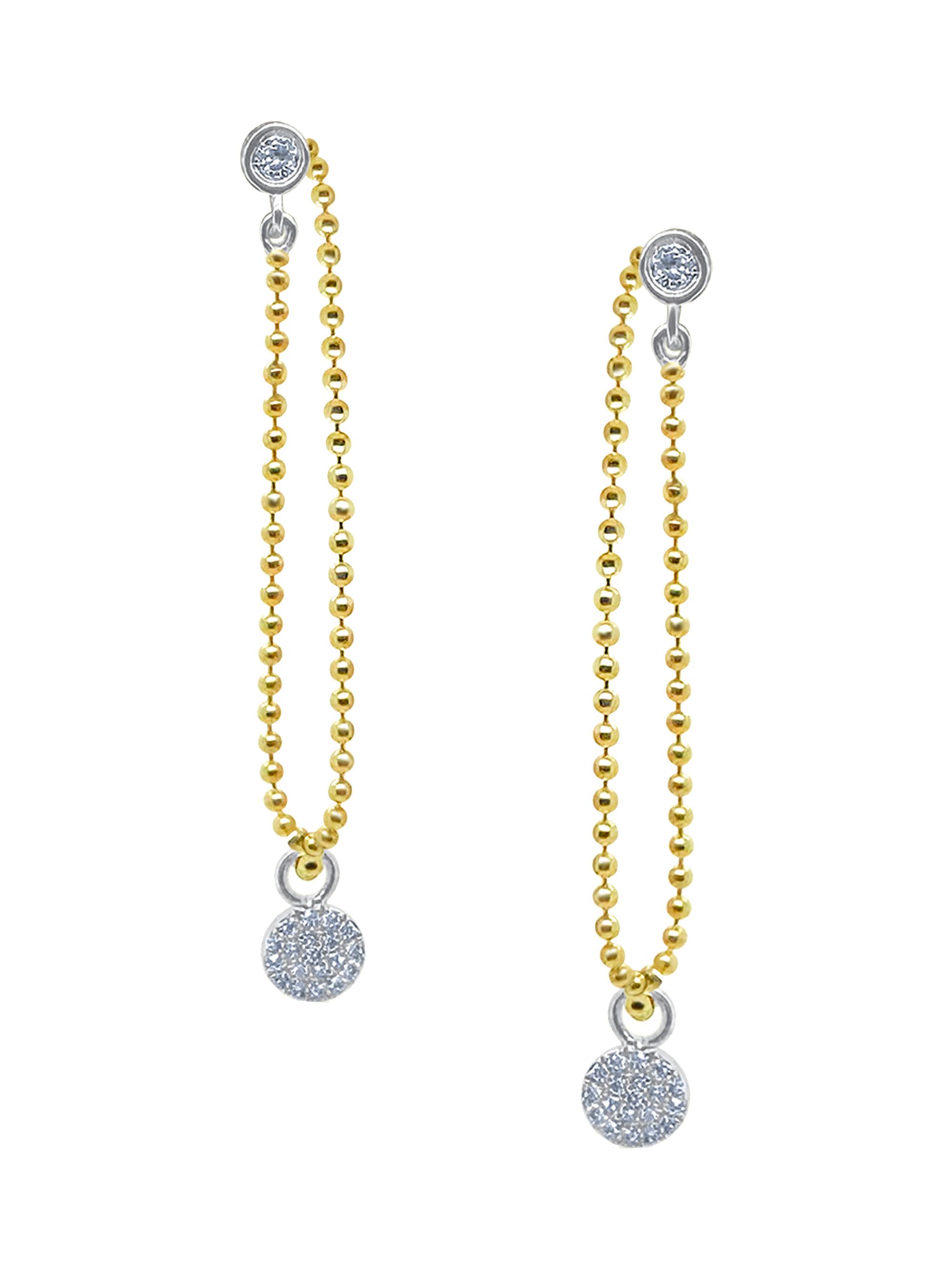 Meira T Women's Two-Tone 14K Gold & .1 TCW Diamonds Disc Drop Earrings - Gold