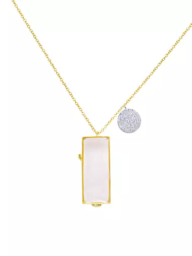 14K Yellow & White Gold & Diamond Locket Necklace