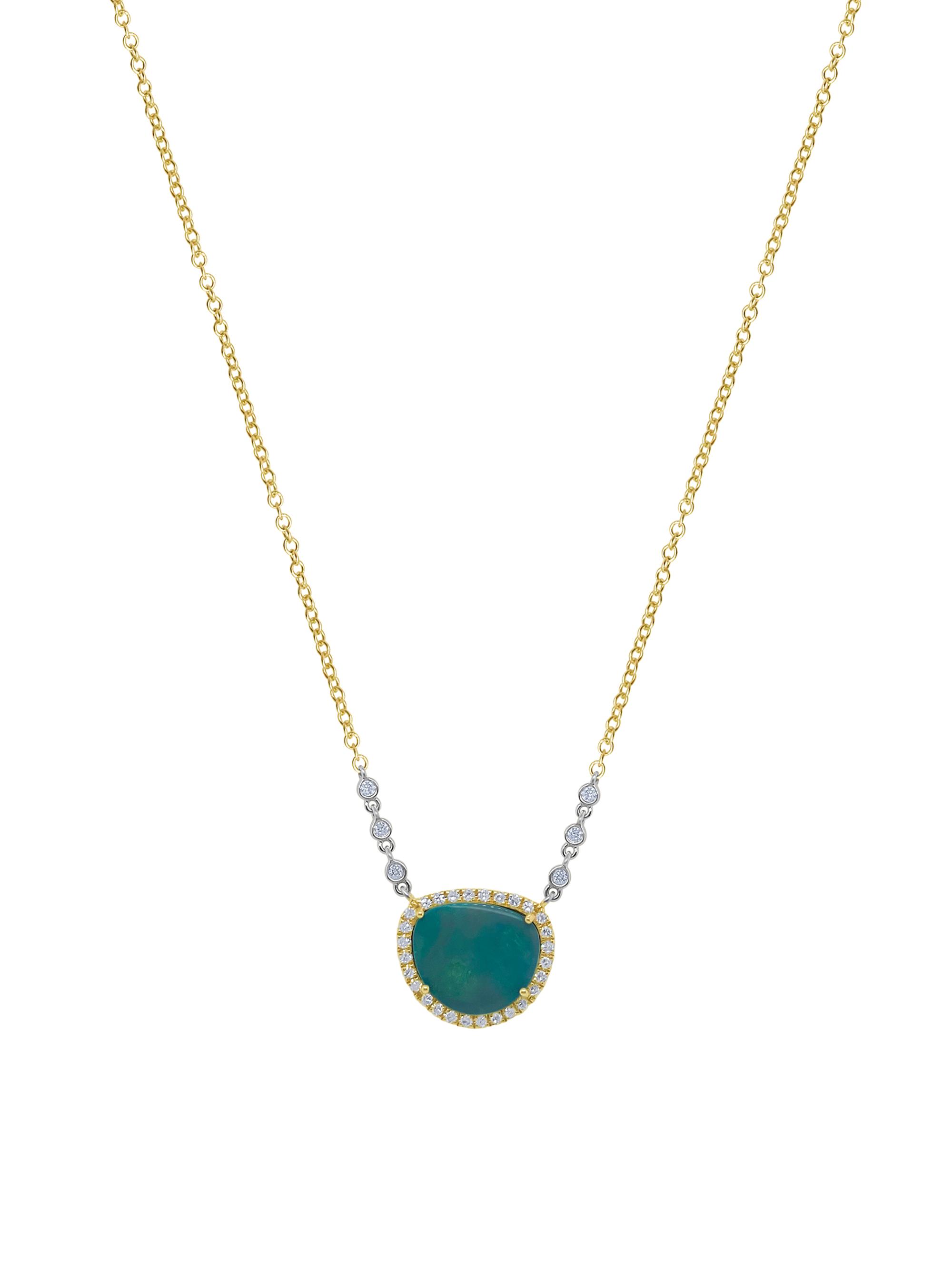 Meira T Women's Two-Tone 14K Gold, Opal & 0.24 TCW Diamond Pendant Necklace - Opal