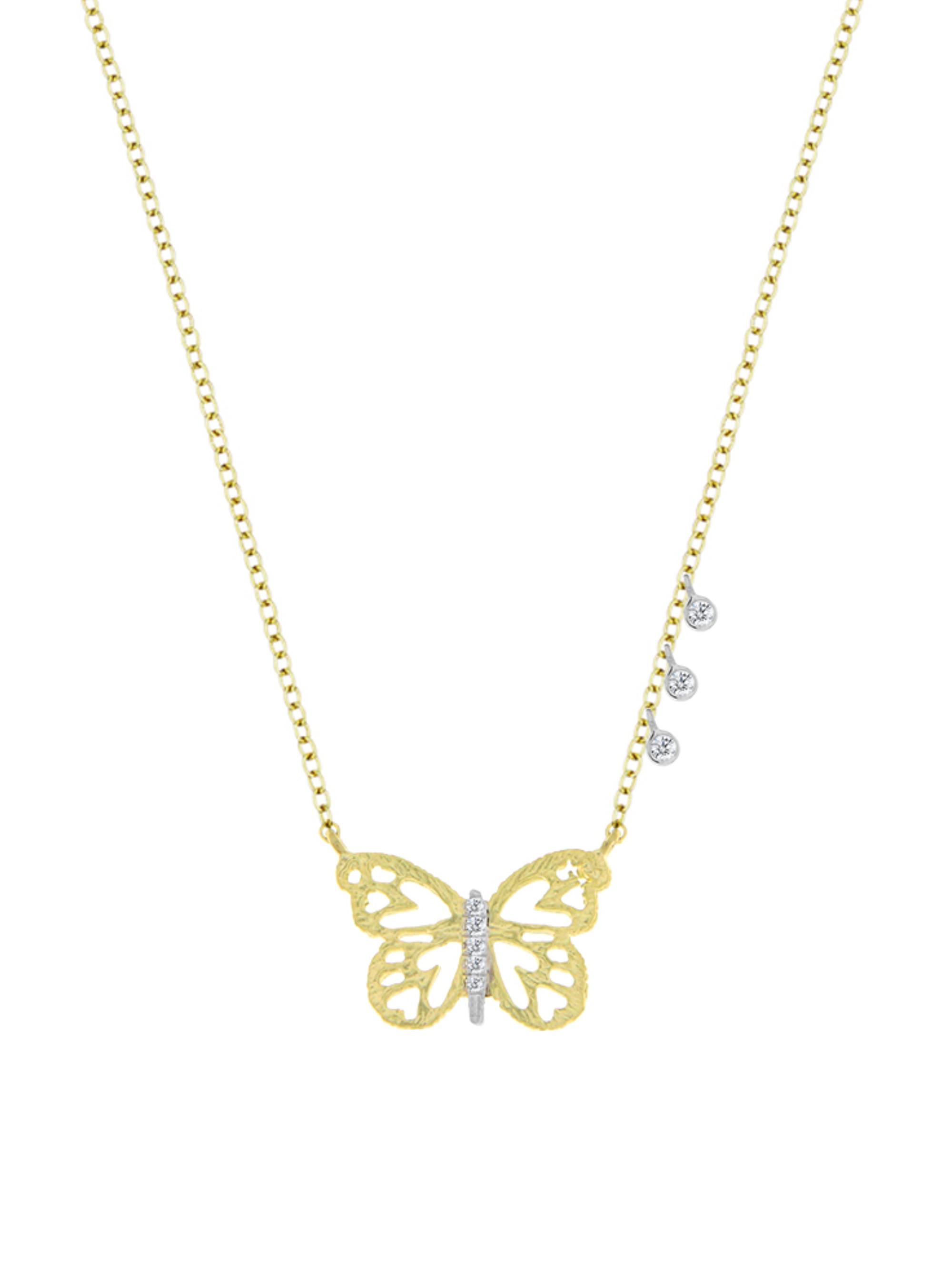 Meira T Women's 14K Yellow Gold & Diamond Butterfly Necklace - Yellow And White Gold