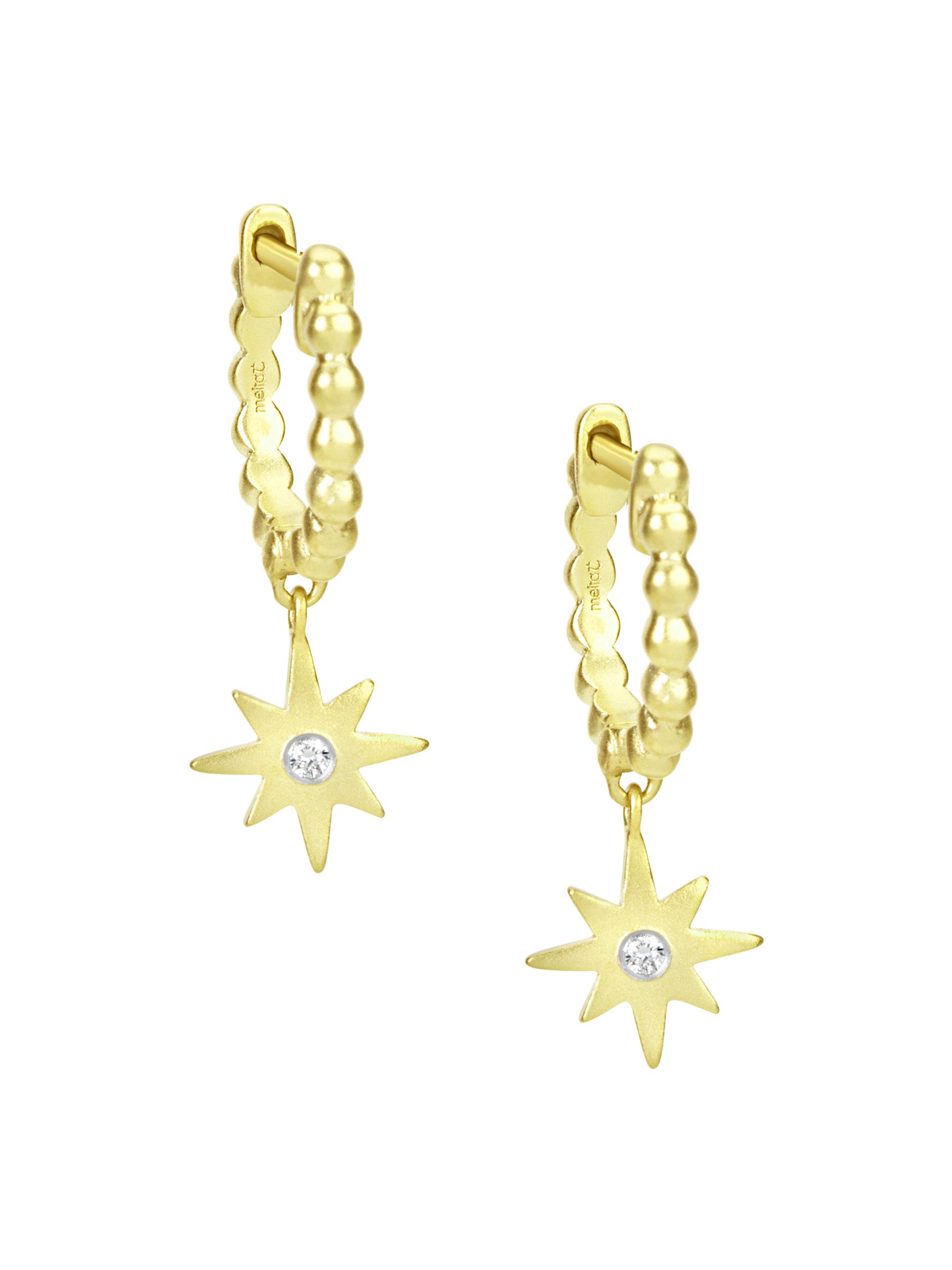 Meira T Women's 14K Yellow Gold & 0.04 TCW Diamond Starburst Huggie Hoop Earrings - Gold