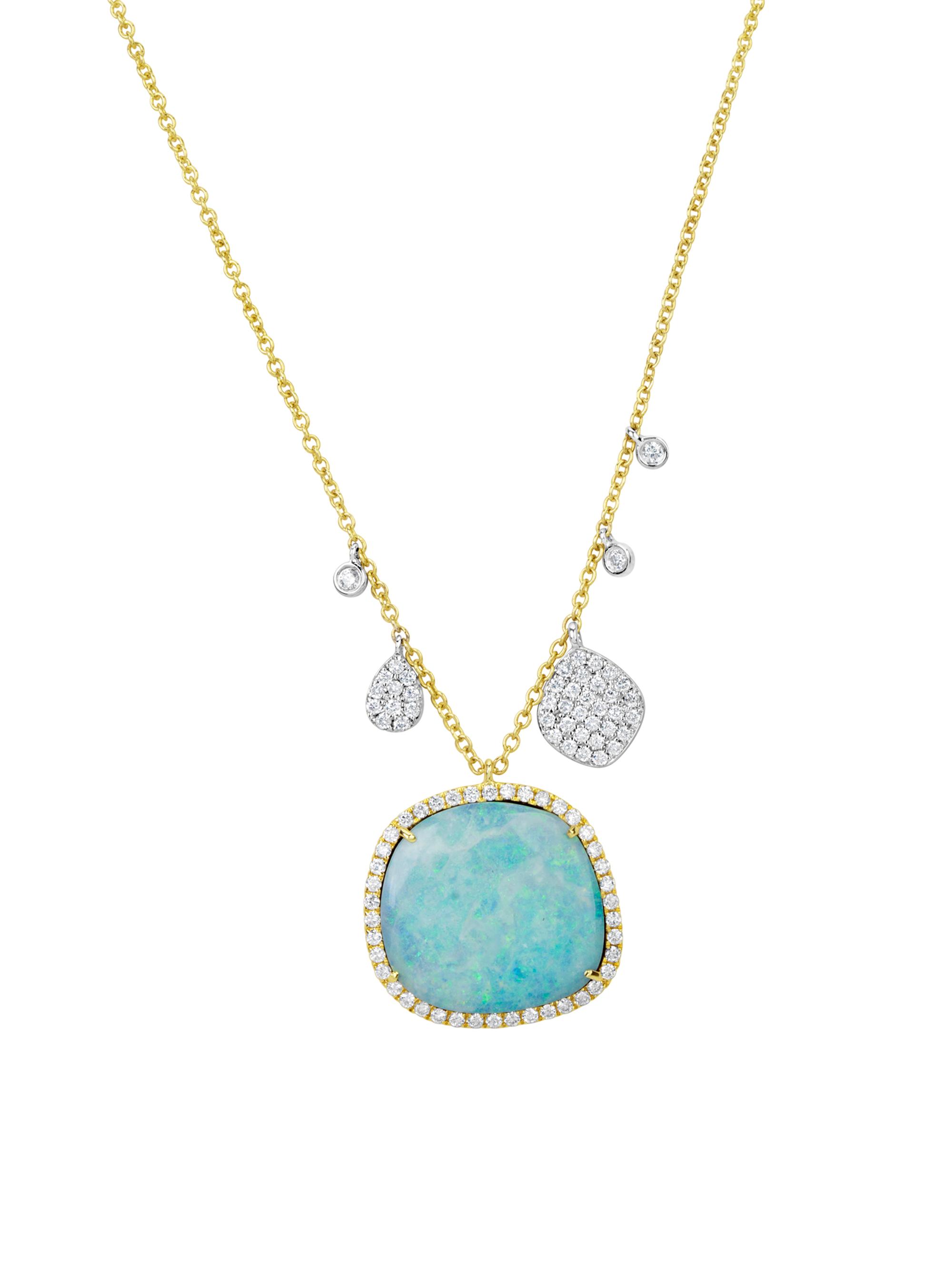 Meira T Women's Two-Tone 14K Gold, Opal & .20 TCW Diamond Pendant Necklace - Opal