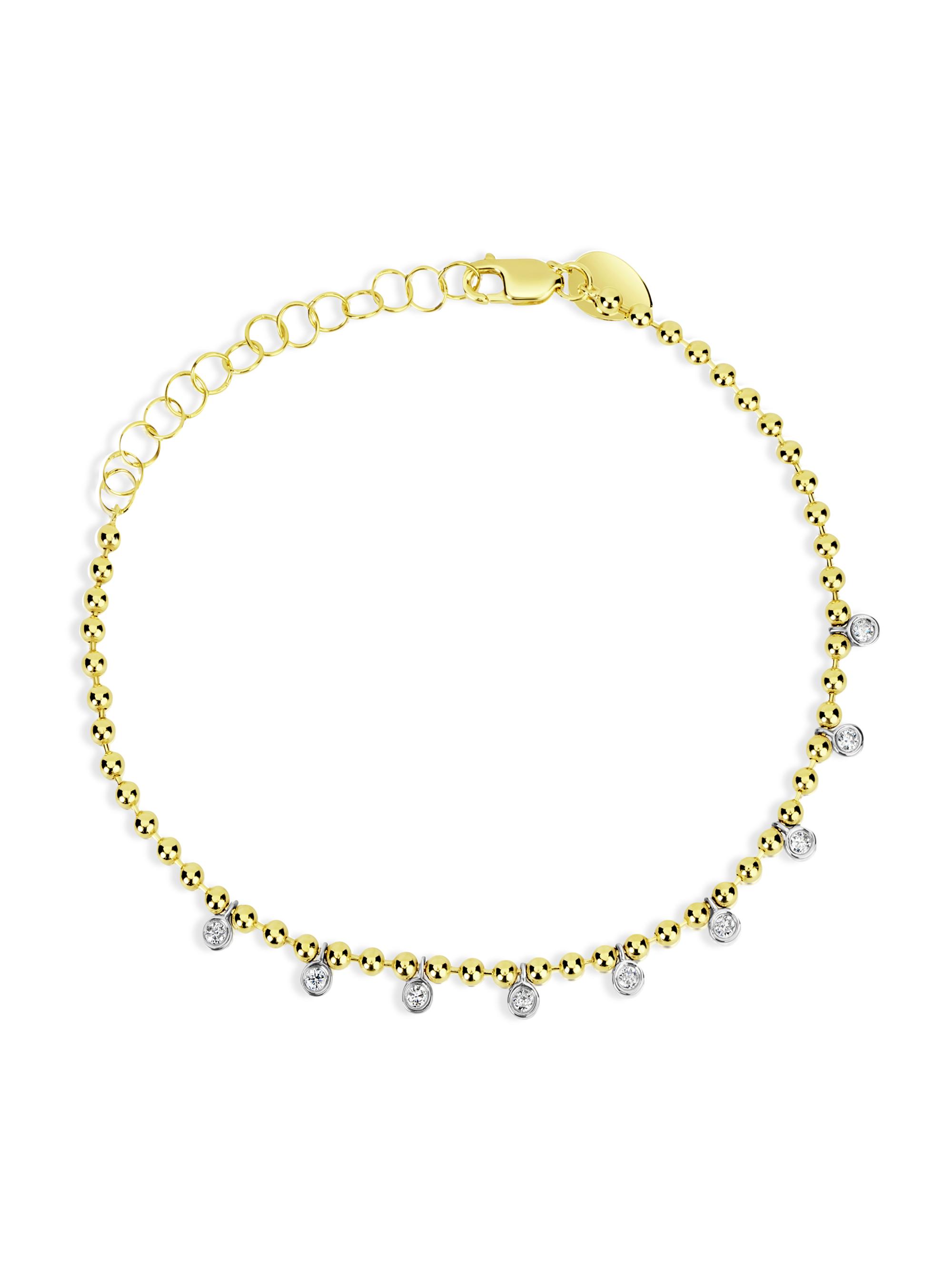 Meira T Women's 14K Yellow Gold & 0.15 TCW Diamond Bead Chain Bracelet - Yellow Gold