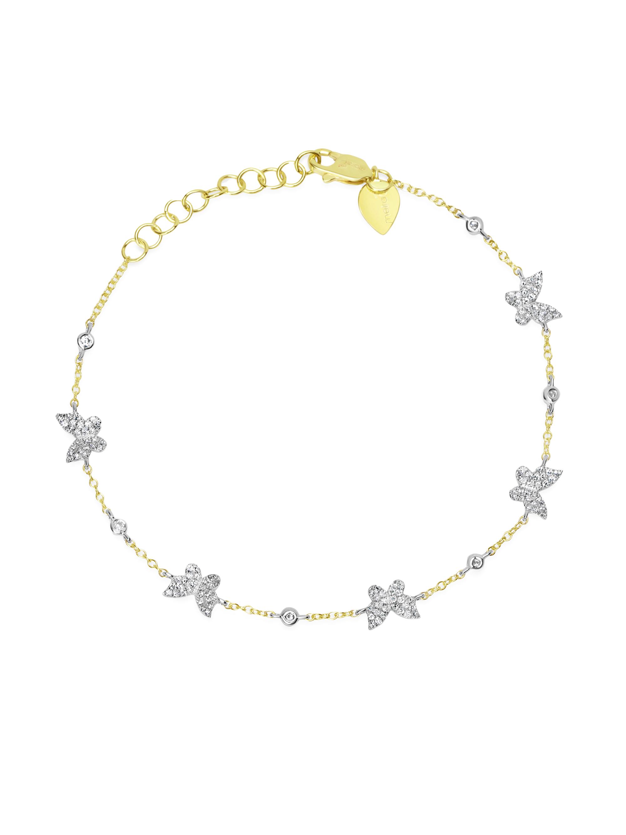 Meira T Women's Two-Tone 14K Gold & .09 TCW Diamond Butterfly Bracelet - Gold