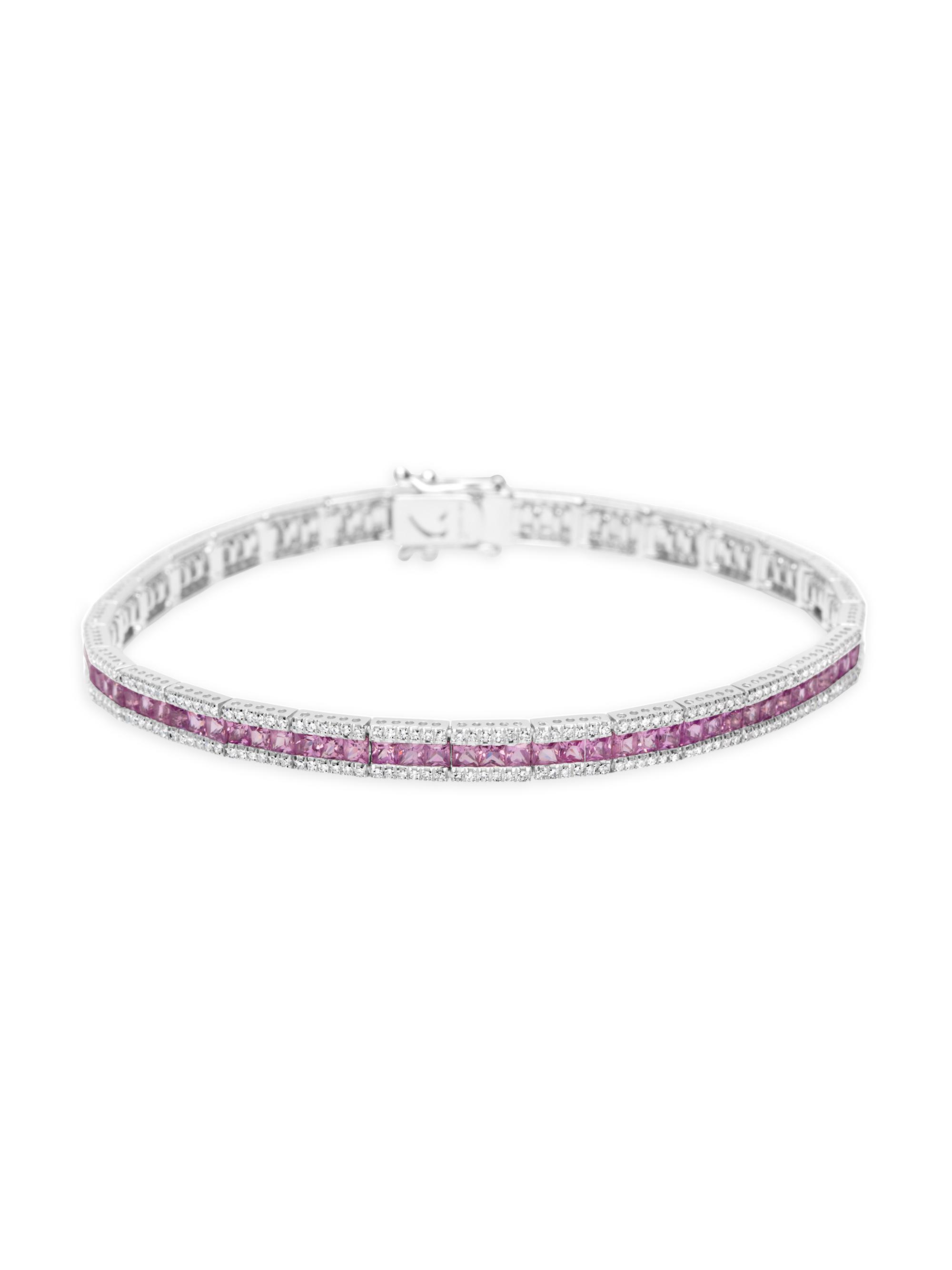 Meira T Women's 14K White Gold, Diamond & Pink Sapphire Tennis Bracelet - White Gold