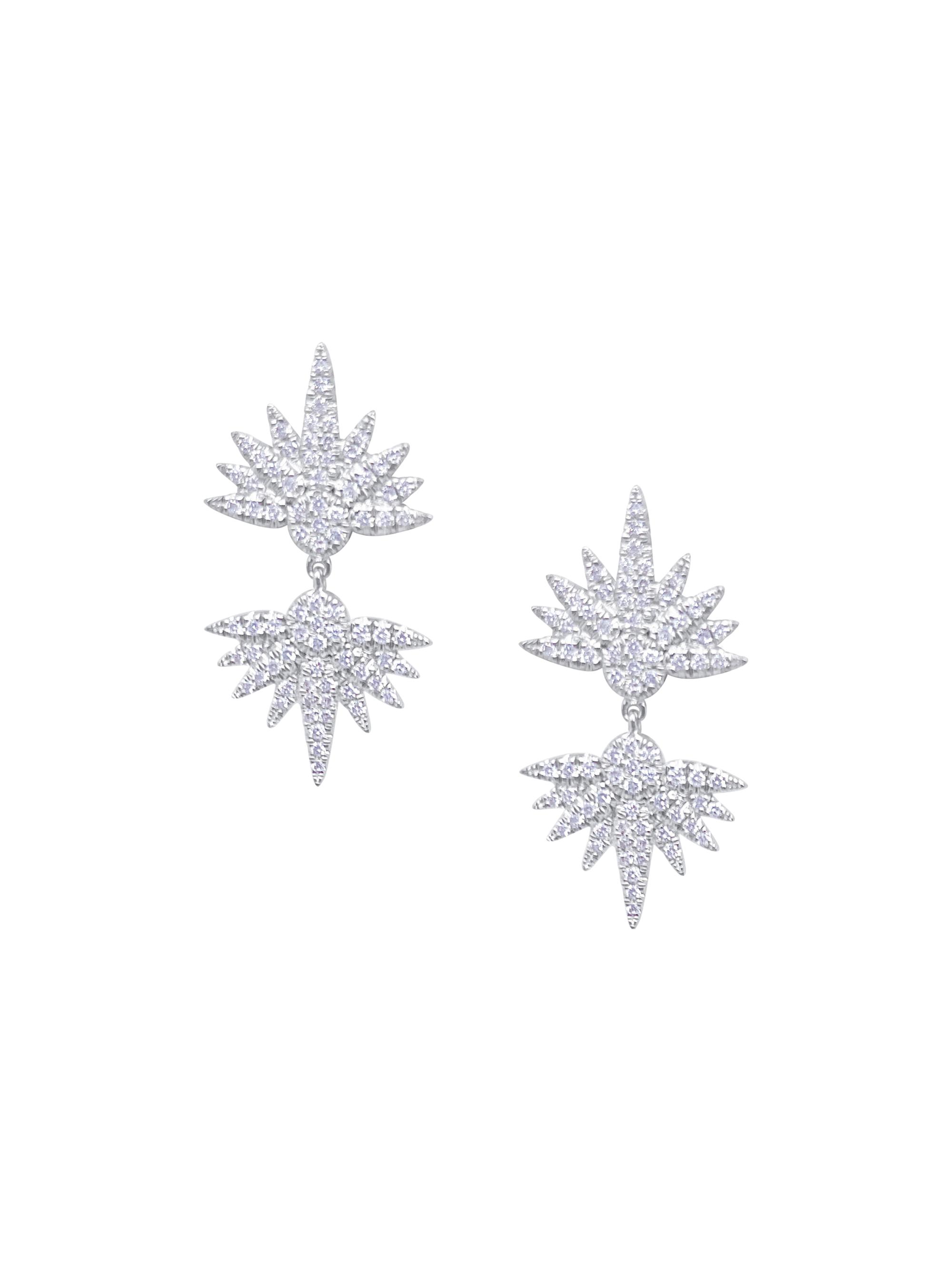 Meira T Women's 14K White Gold & 0.68 TCW Diamond Clusters Earrings - White Gold