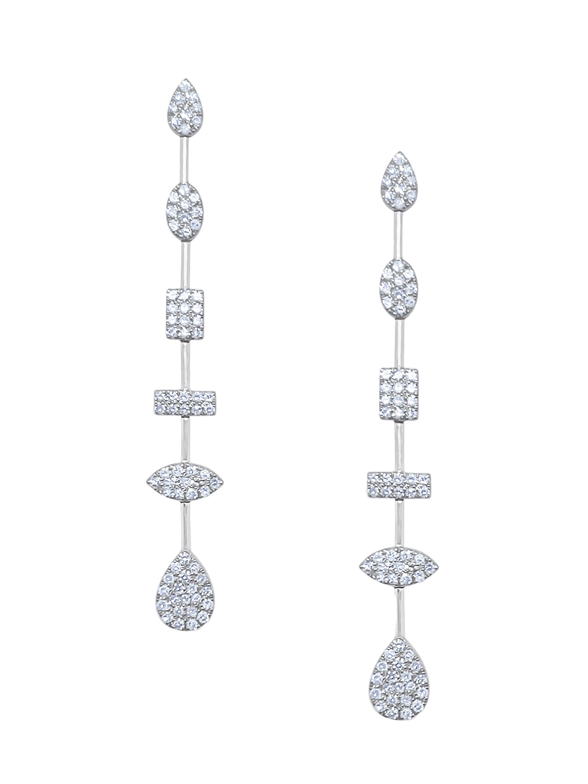 Meira T Women's 14K White Gold & Diamond Geometric Drop Earrings - White Gold
