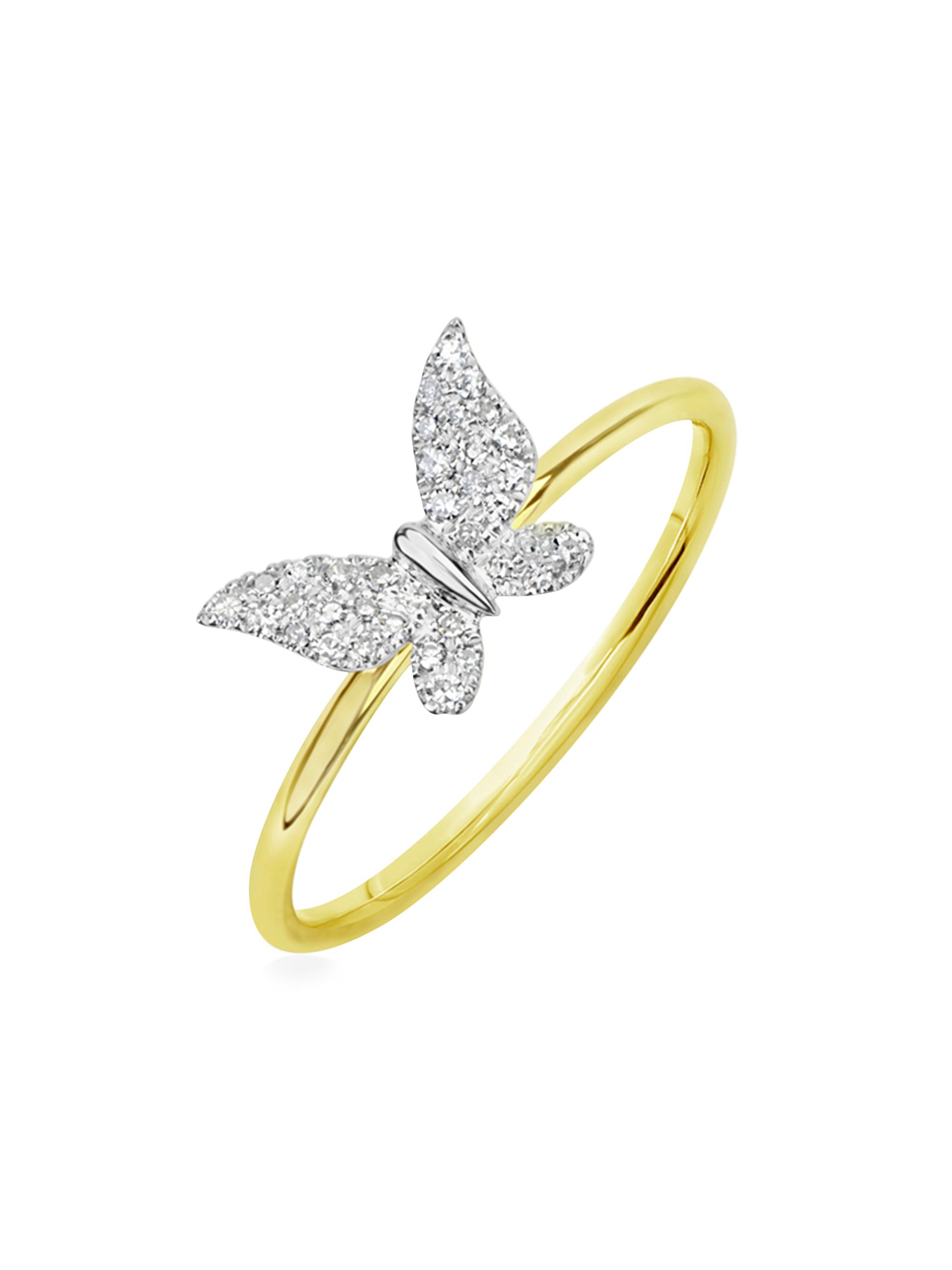 Meira T Women's Butterfly Two-Tone 14K Gold & .09 TCW Diamonds Ring - Gold