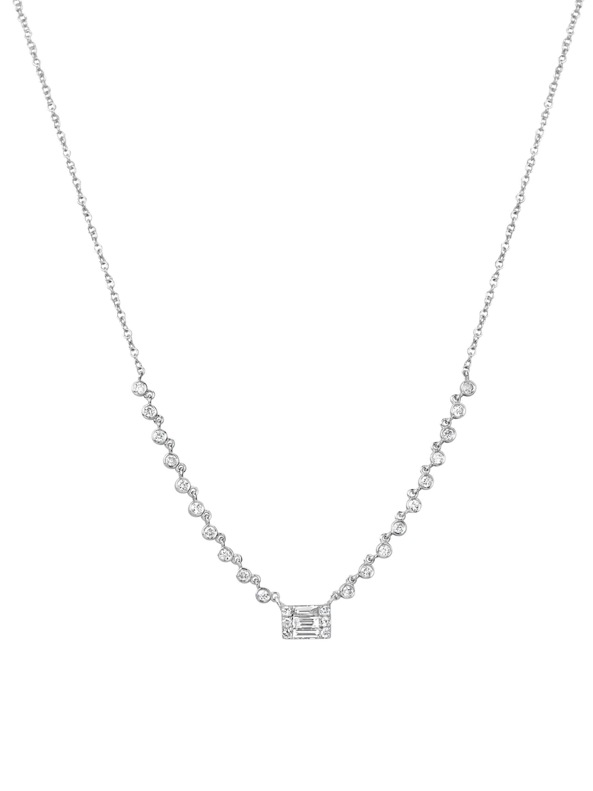 Meira T Women's 14K White Gold & Diamond Baguette Necklace - White Gold