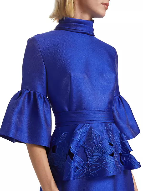 Reem Acra Bell Sleeve Mikado Piqué gown - District 5 Boutique