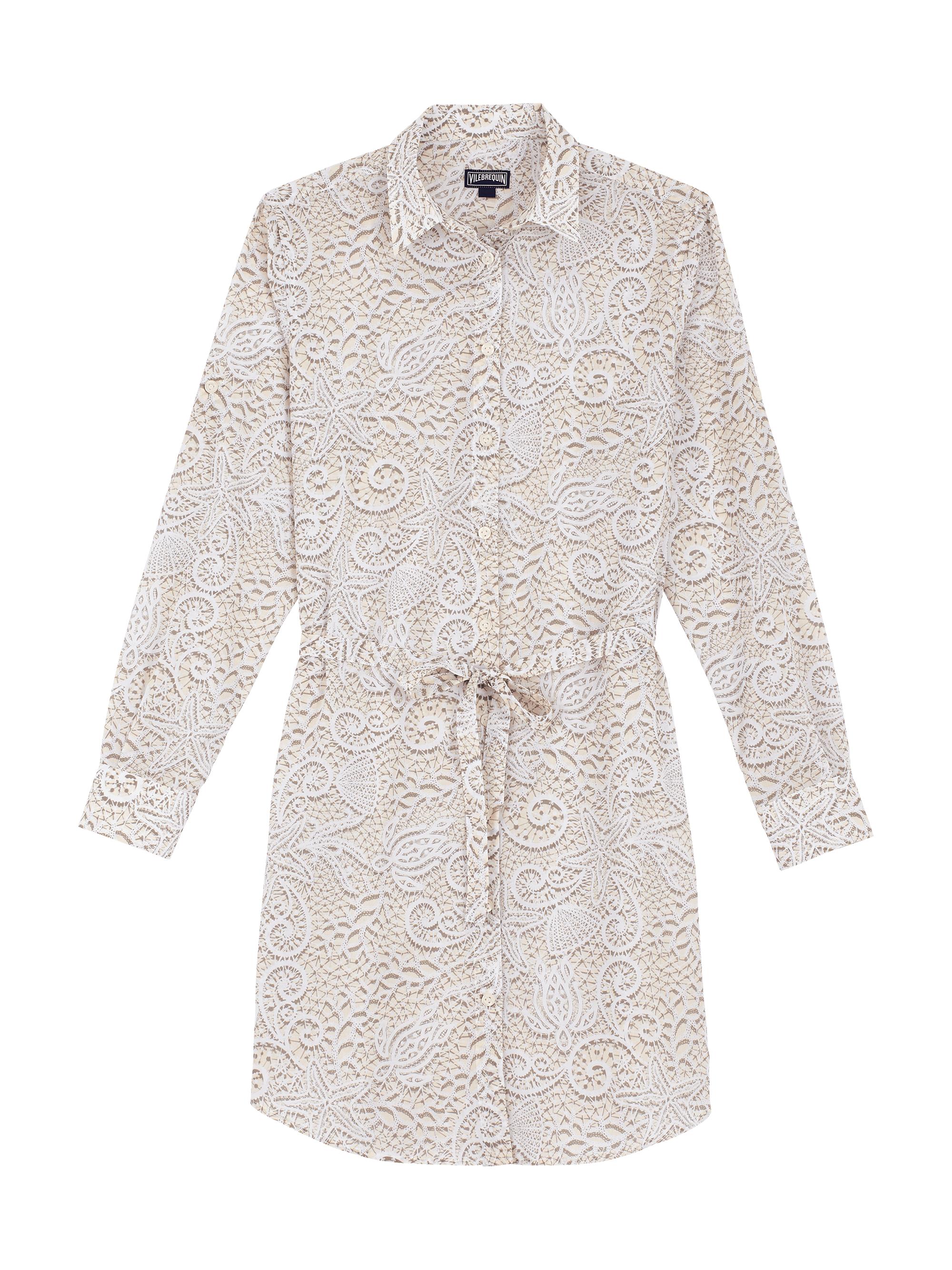 Vilebrequin Women's Lace-Print Cotton Voile Shirtdress - White