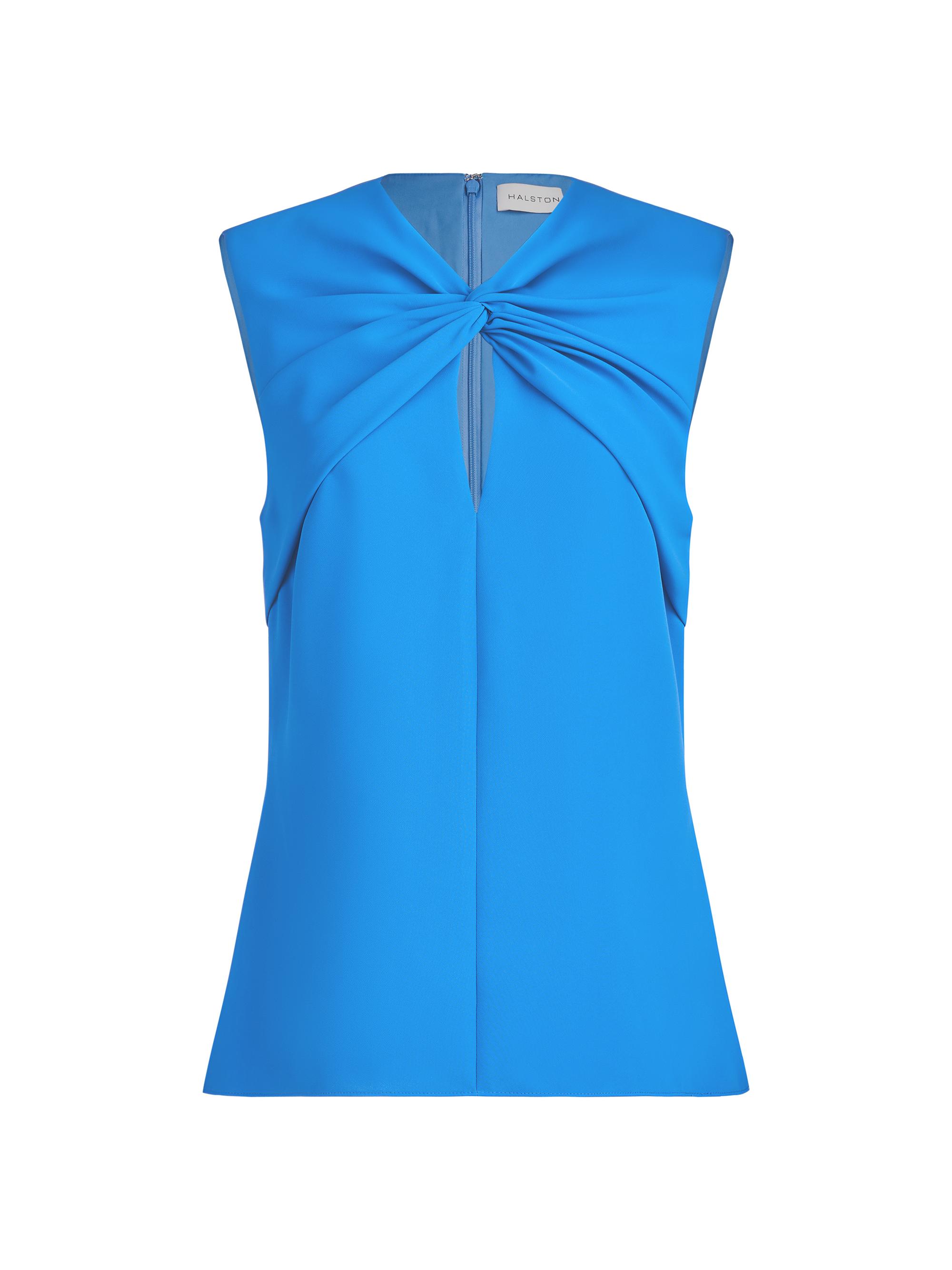 Halston Women's Faren Twist-Front Crepe Top - Ocean