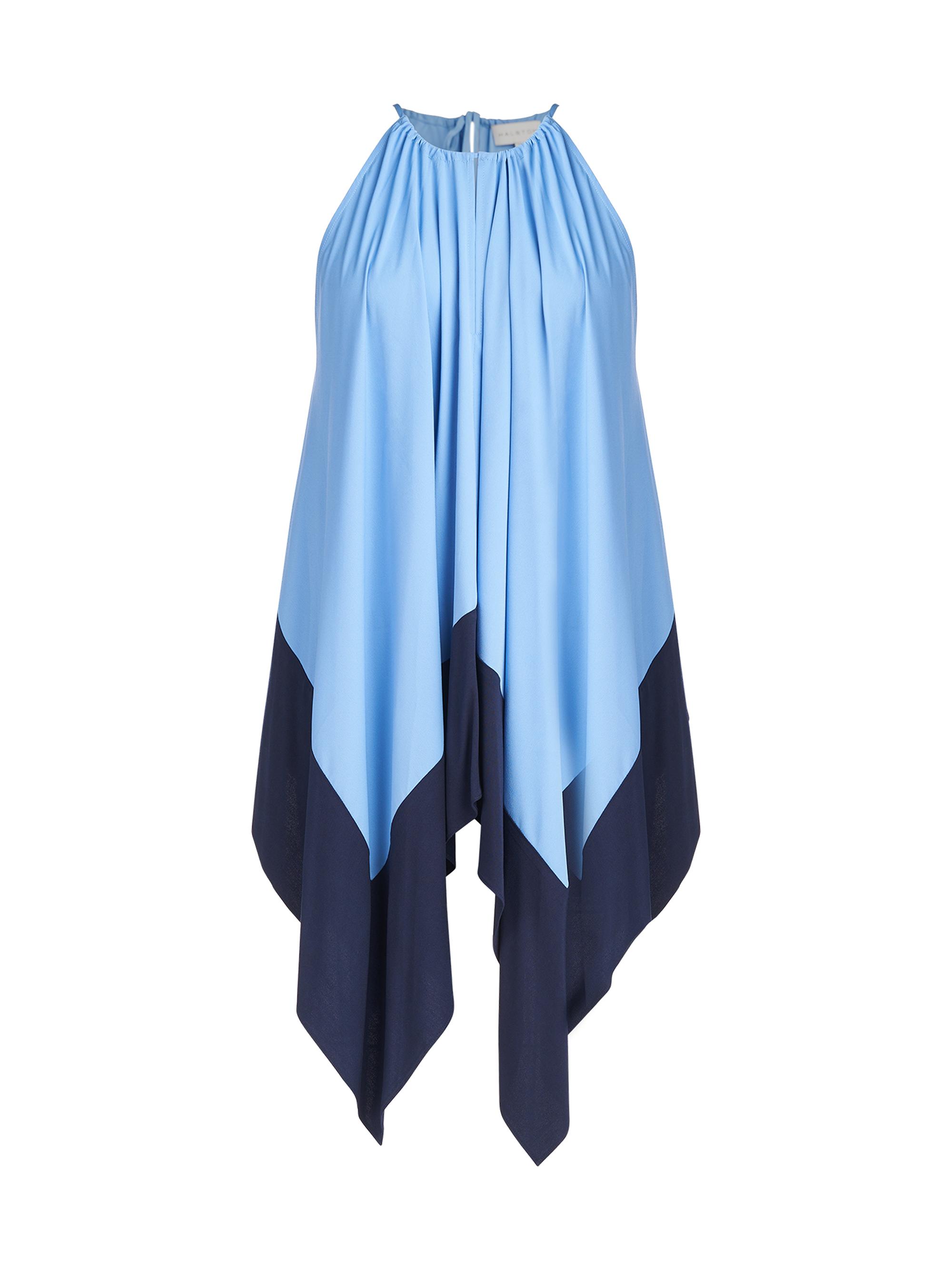 Halston Women's Kavita Handkerchief Halter Top Blue