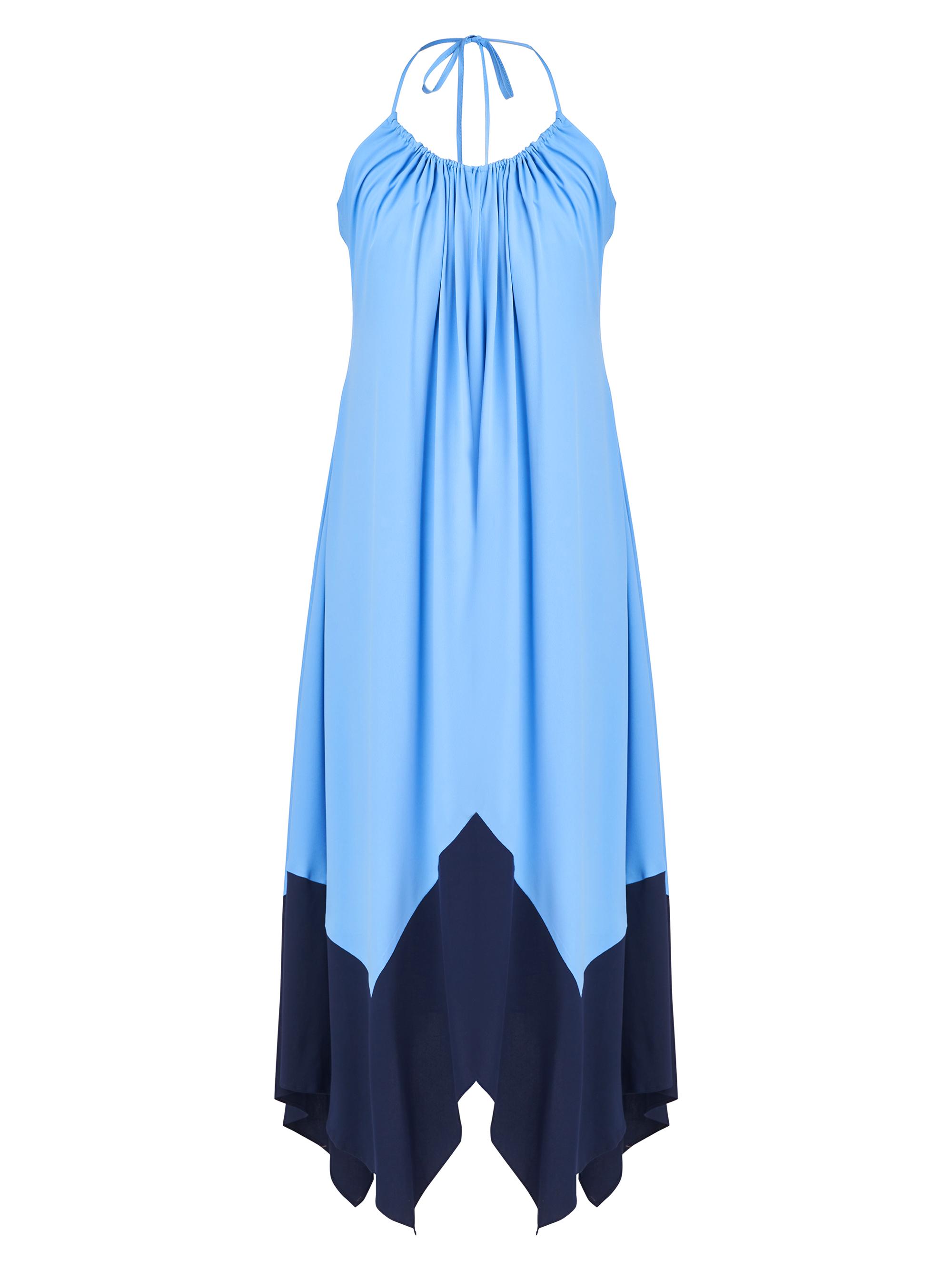 Halston Women's Karley Handkerchief Halter Dress - Medium Blue