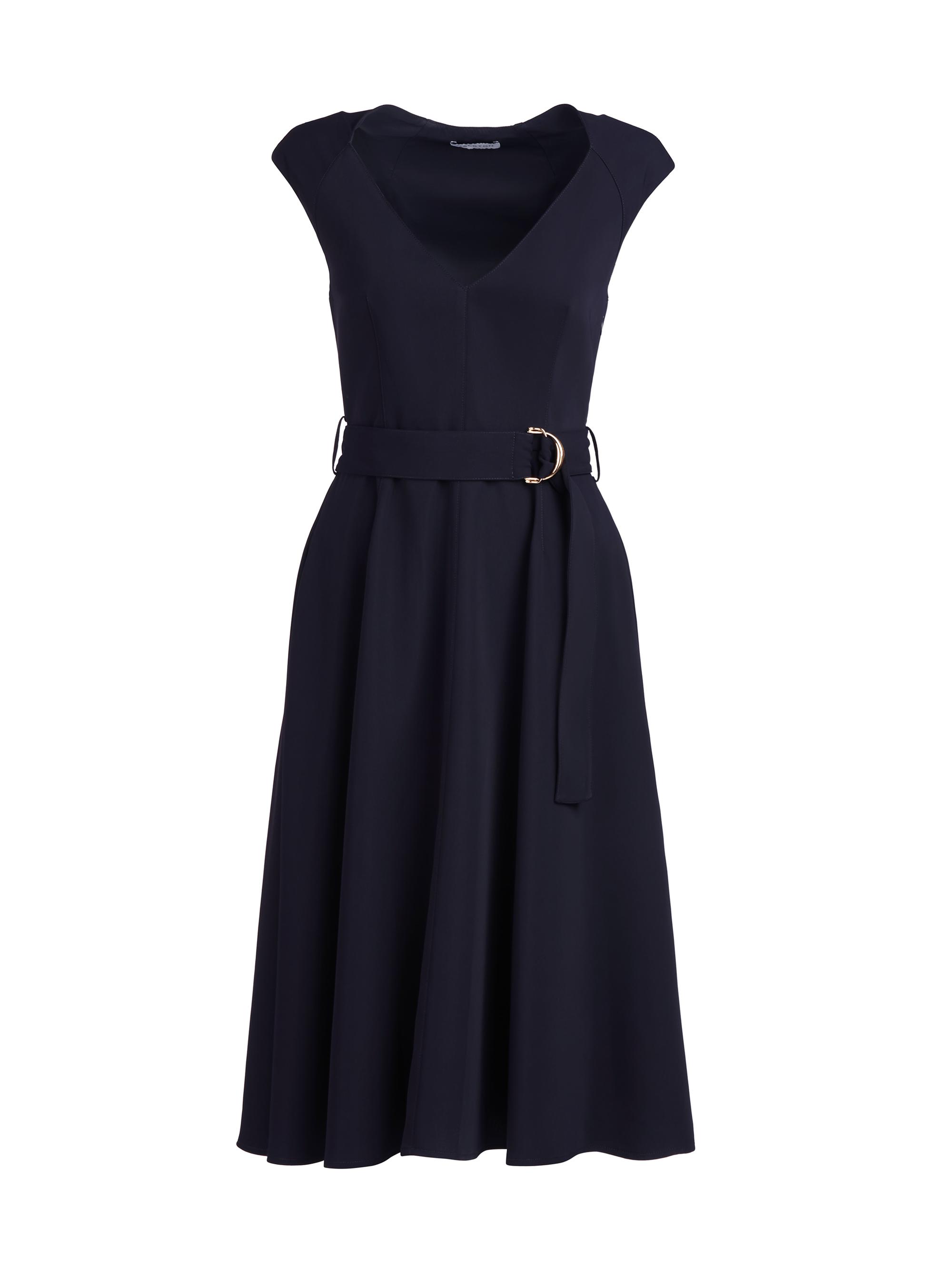 Halston Women's Shalbee Belted Fit & Flare Midi-Dress - Midnight