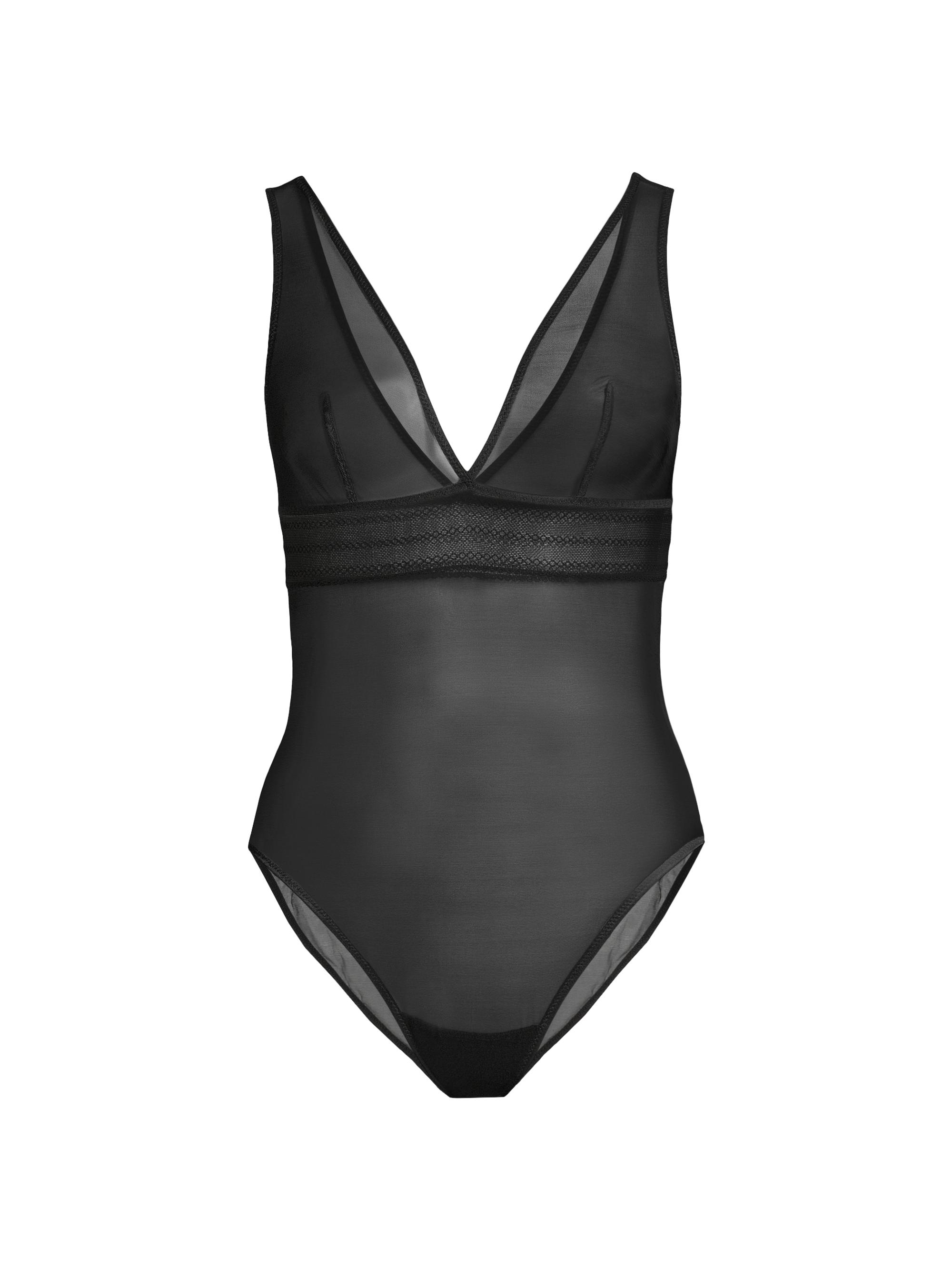 Else Women's Bare V-Neck Mesh Bodysuit - Black