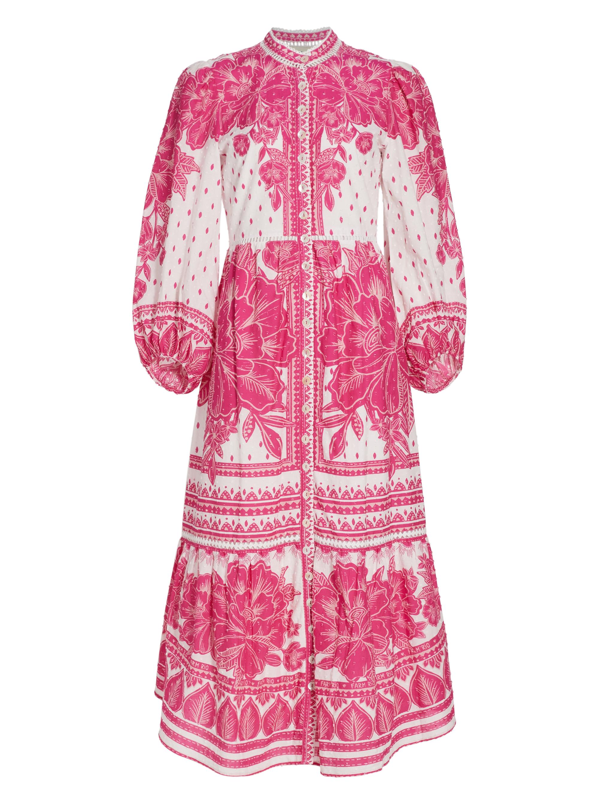 Farm Rio Women's Tropical Woodcut Floral Maxi Dress - Tropical Woodcut