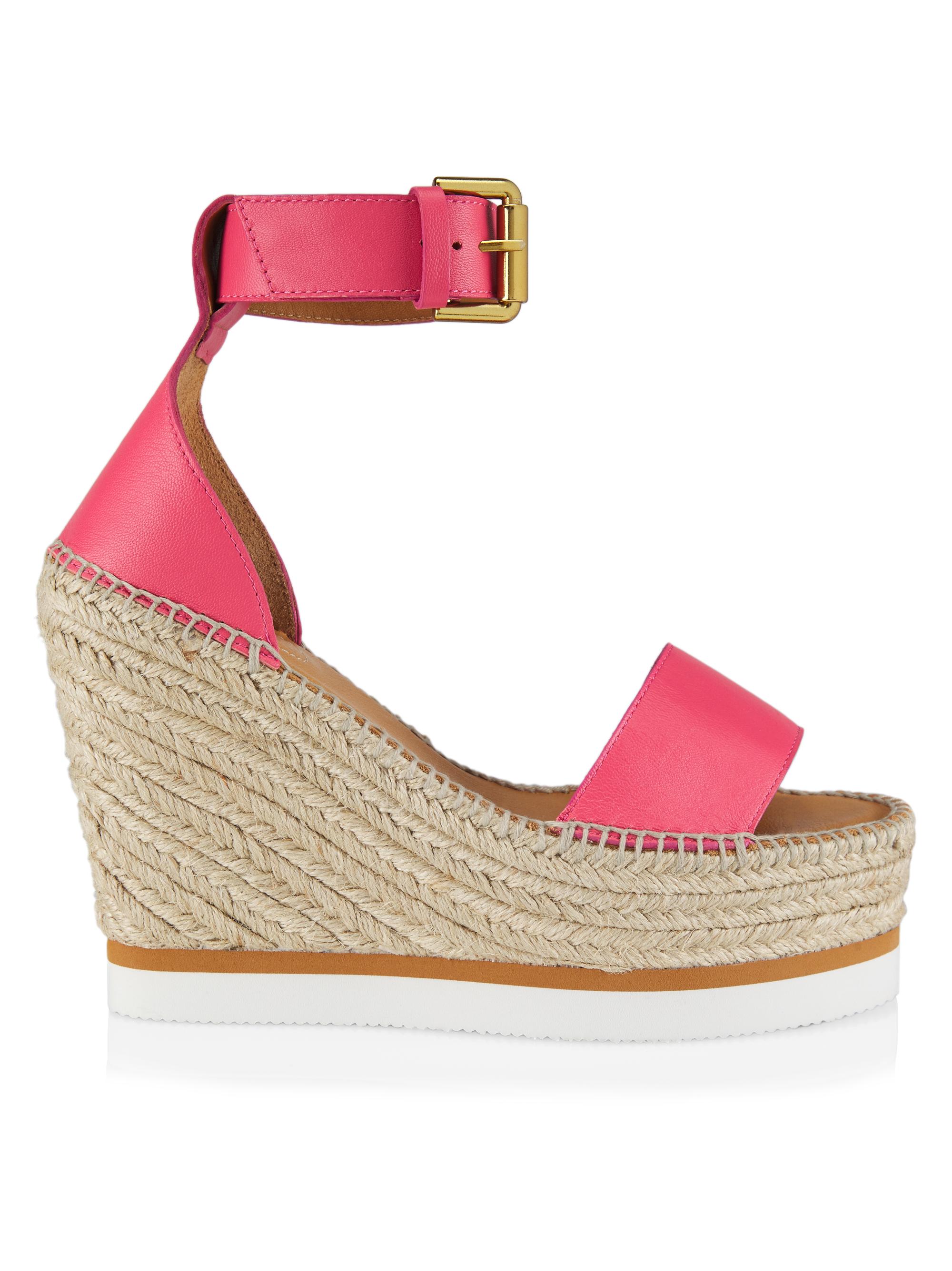 Shop See by Chloé Glyn Leather Wedge Espadrilles Saks Fifth Avenue