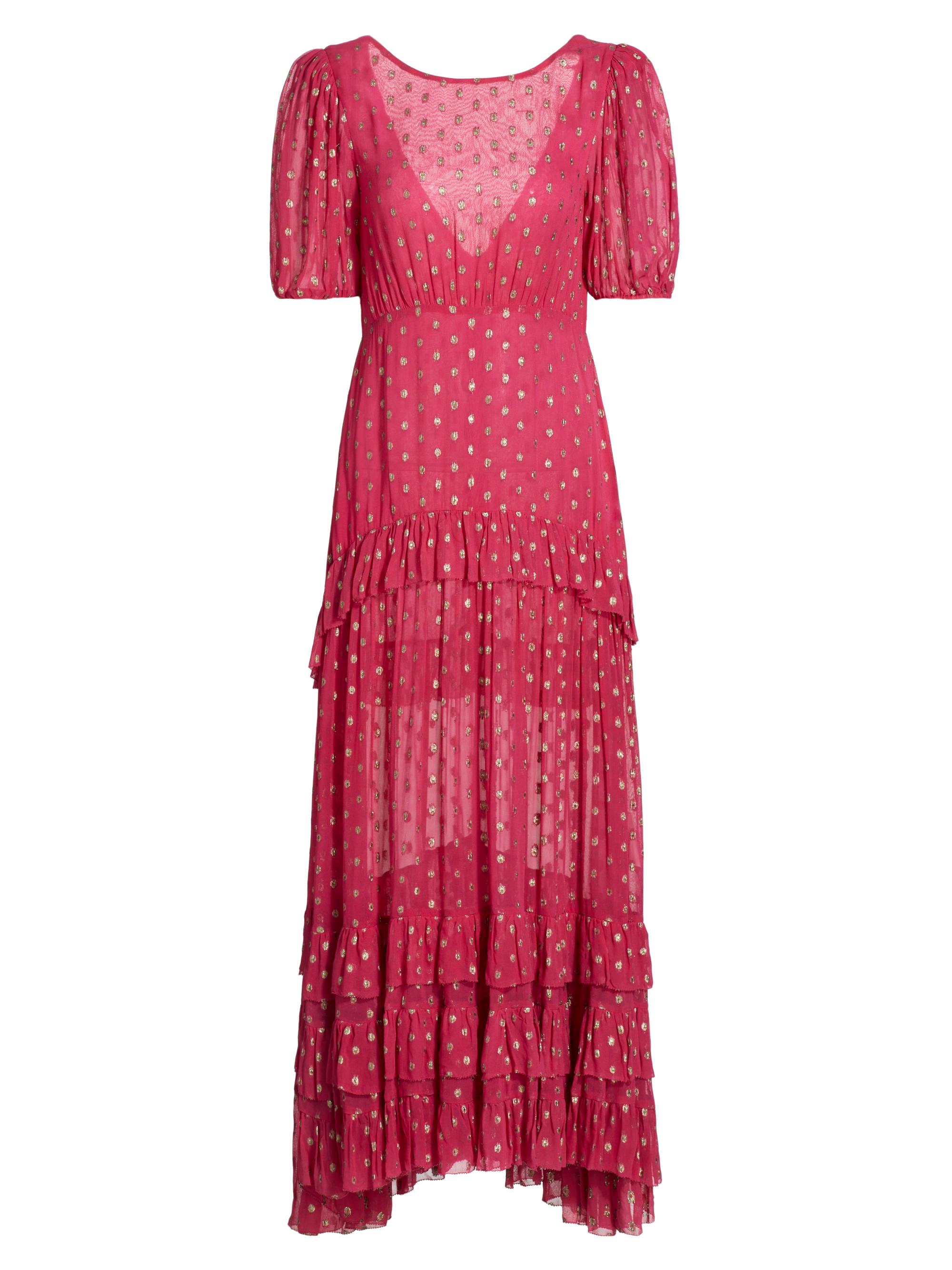 Rixo Women's Shireen Metallic Dot Maxi Dress - Pink
