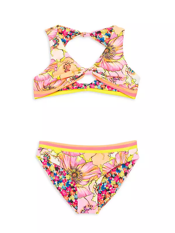 Girls' Tropic Party Reversible High Neck Two-piece Bikini Set
