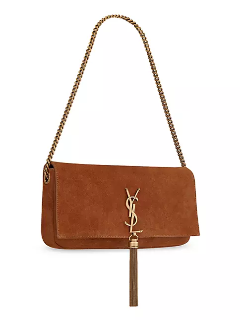 Leather Cross Body Suede Bag Only Bag Without Tassel Charm / Brown