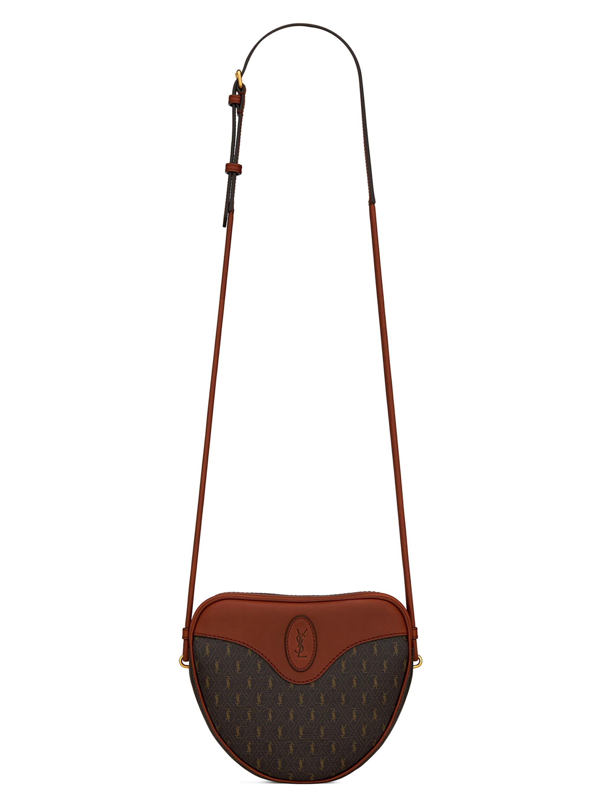 Saint Laurent Women's Le Monogramme Coeur Bag in Monogram Canvas and Smooth Leather - Chocolate