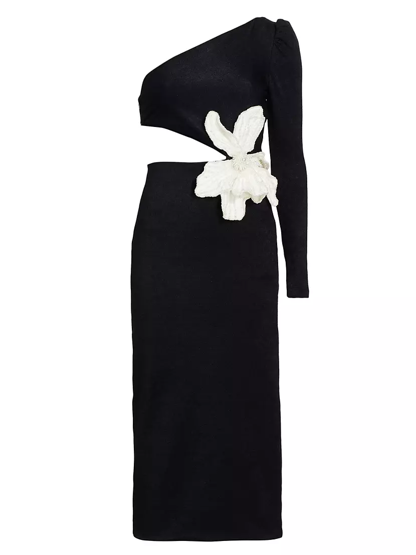 Shop PatBO One-Shoulder Floral Appliqué Maxi Dress | Saks Fifth 