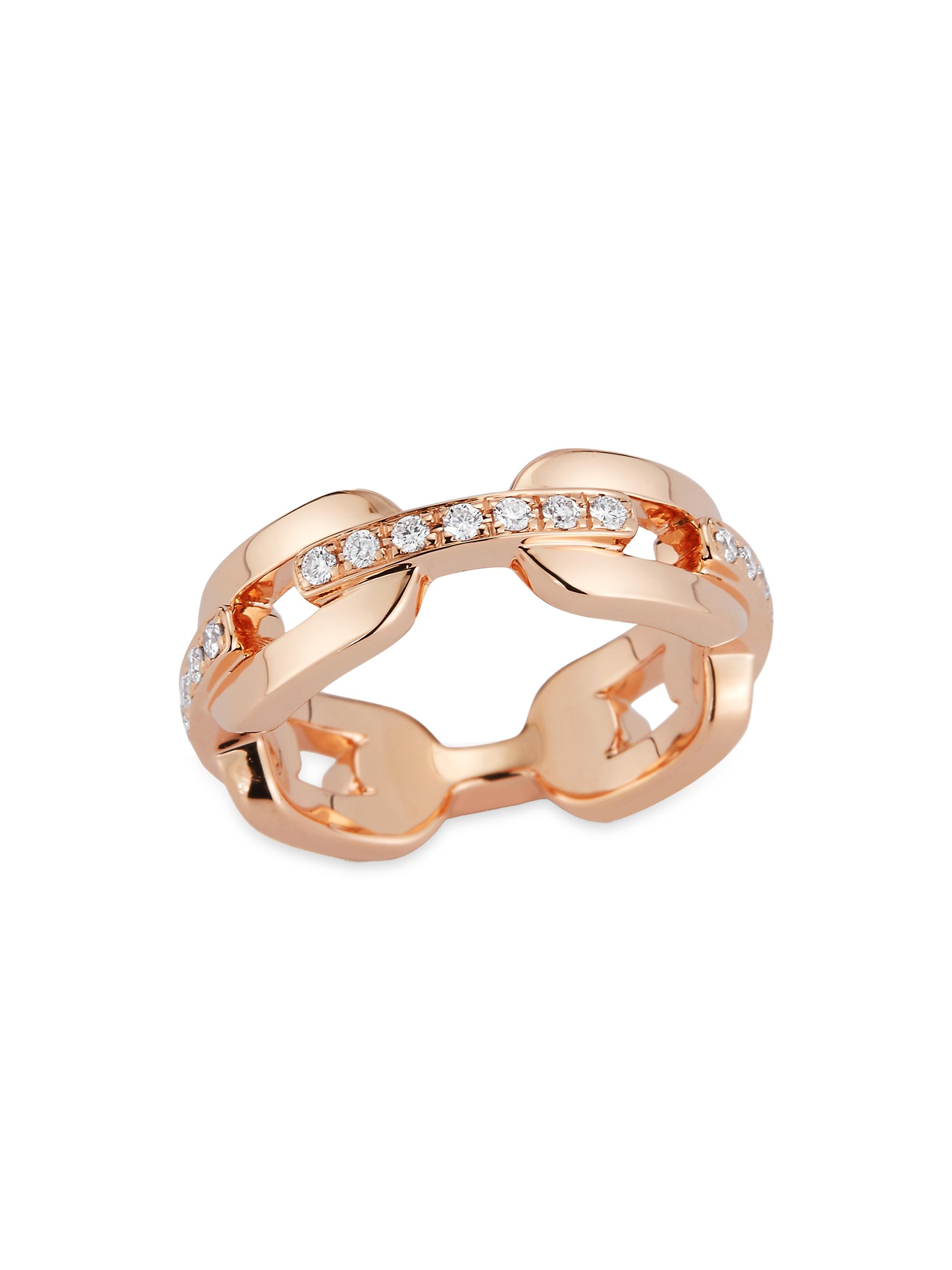 Walters Faith Women's Saxon 18K Rose Gold & Diamond Flat Chain Ring - Rose Gold