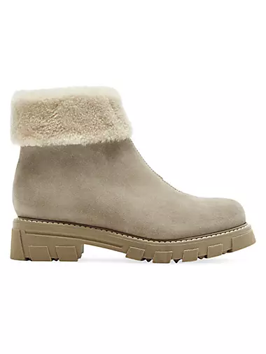 Abba 38MM Suede & Shearling Lug-Sole Boots