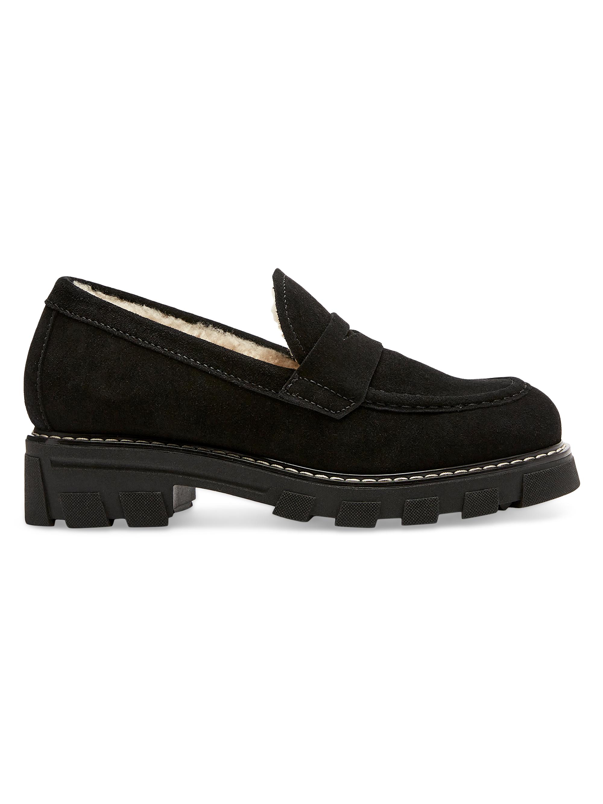 La Canadienne Women's Darcy 38MM Suede & Shearling Lug-Sole Loafers - Black