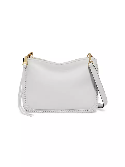 Dual Strap Straw Crossbody Shoulder Bag with Detachable Coin Purse - White